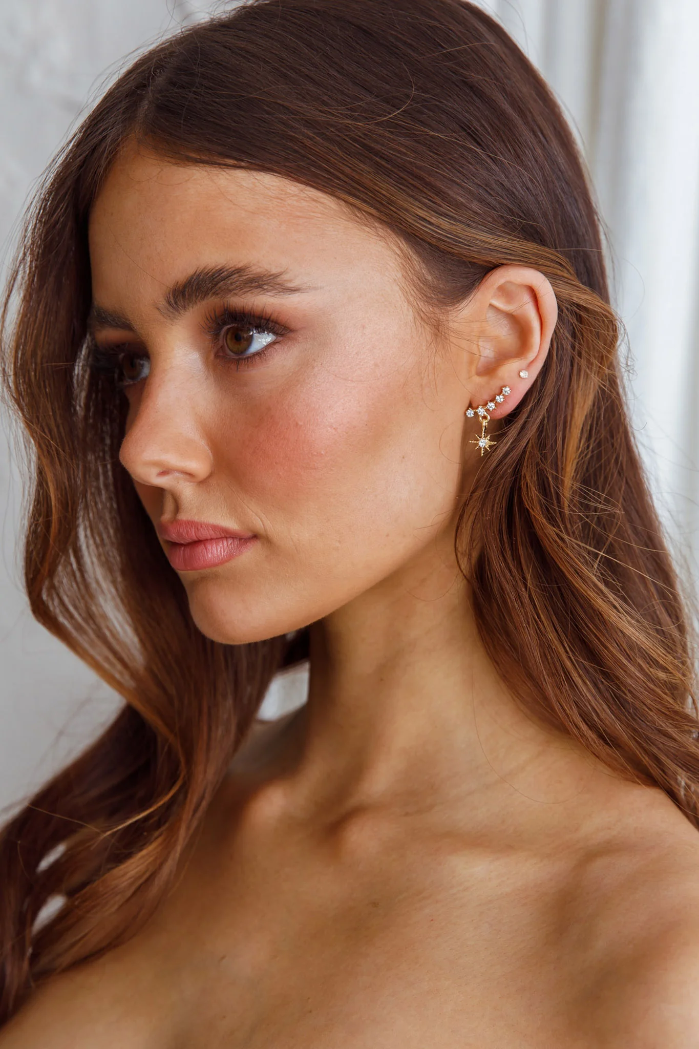 Virgo Crystal Star Earrings Gold - Image 4