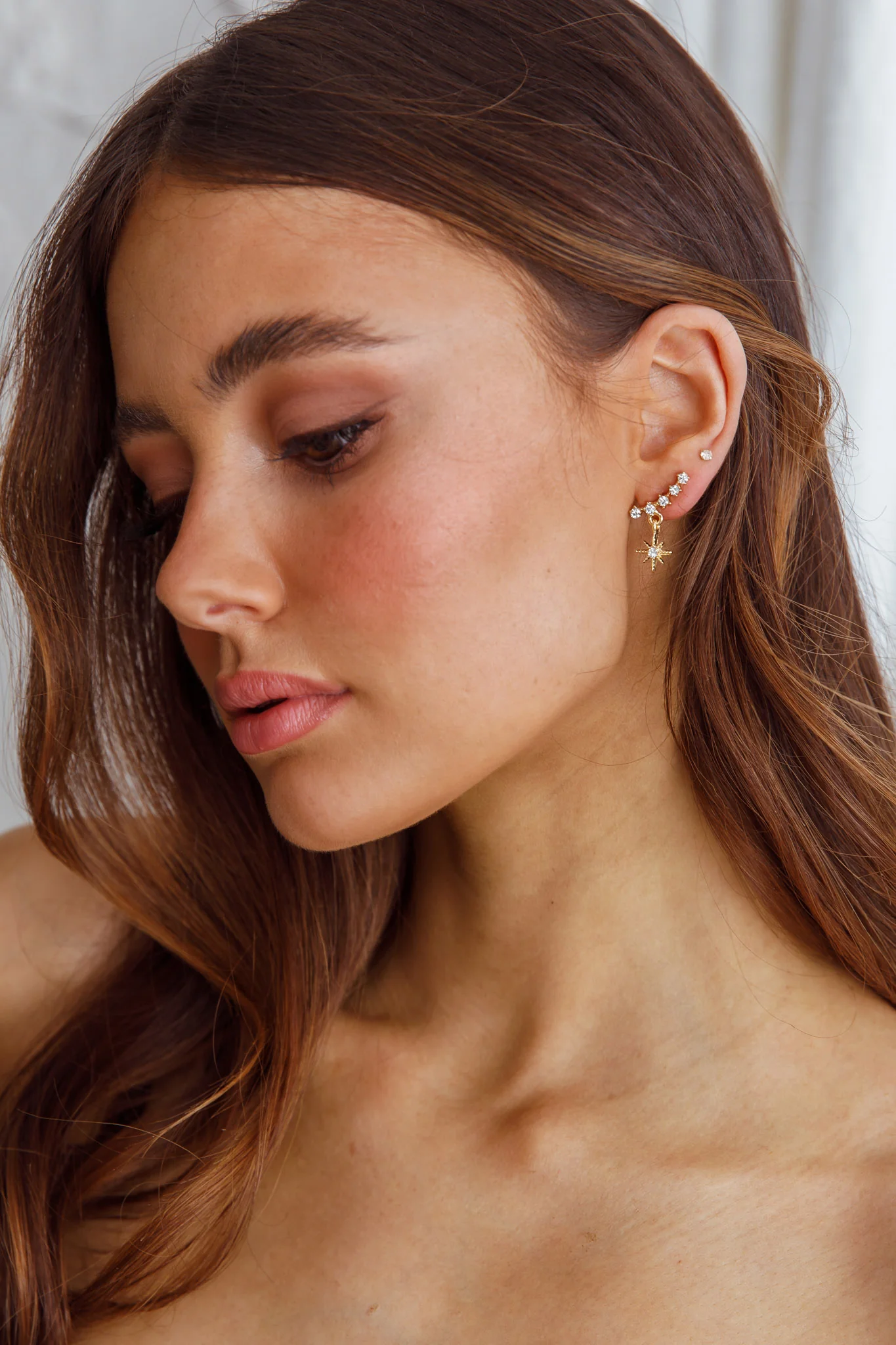 Virgo Crystal Star Earrings Gold - Image 5