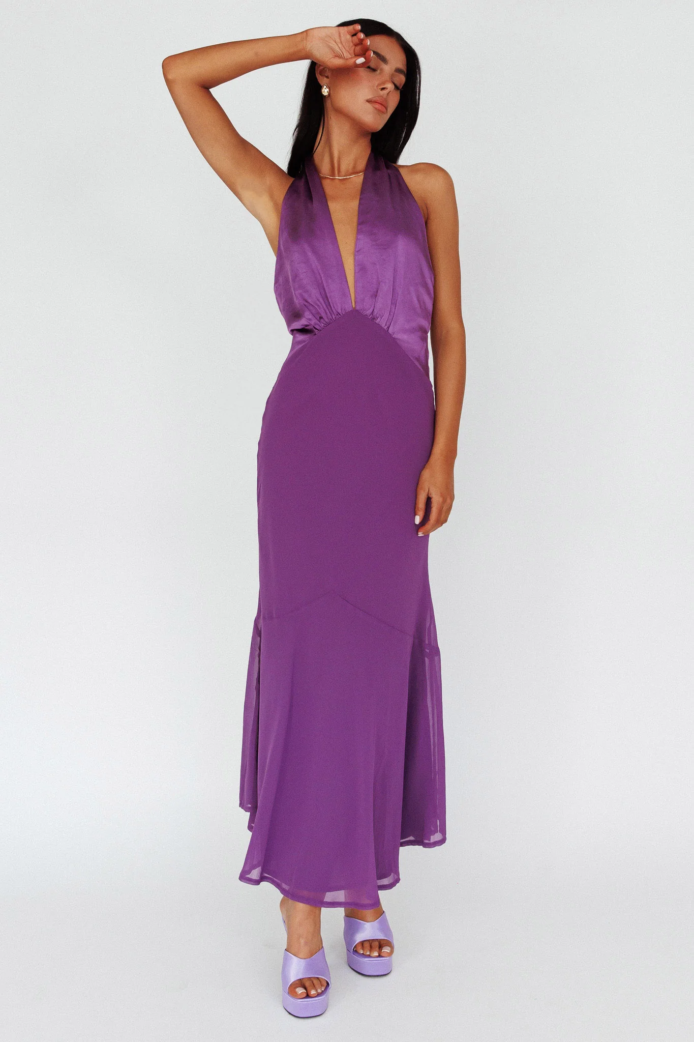 Vision Halterneck Midi Dress Violet - Image 5