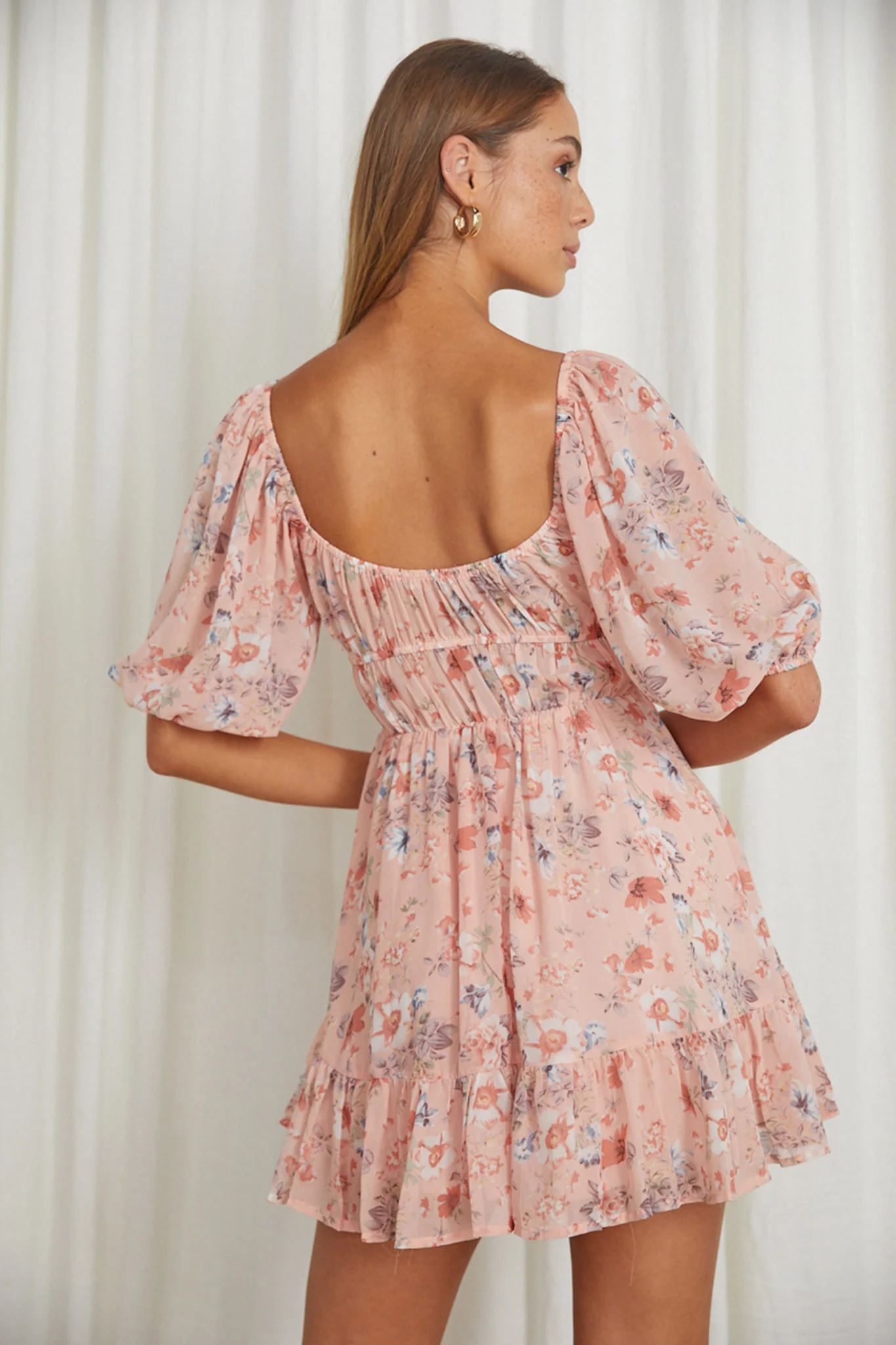 Vista Del Mar Tied Bust Mini Dress Floral Pink - Image 2