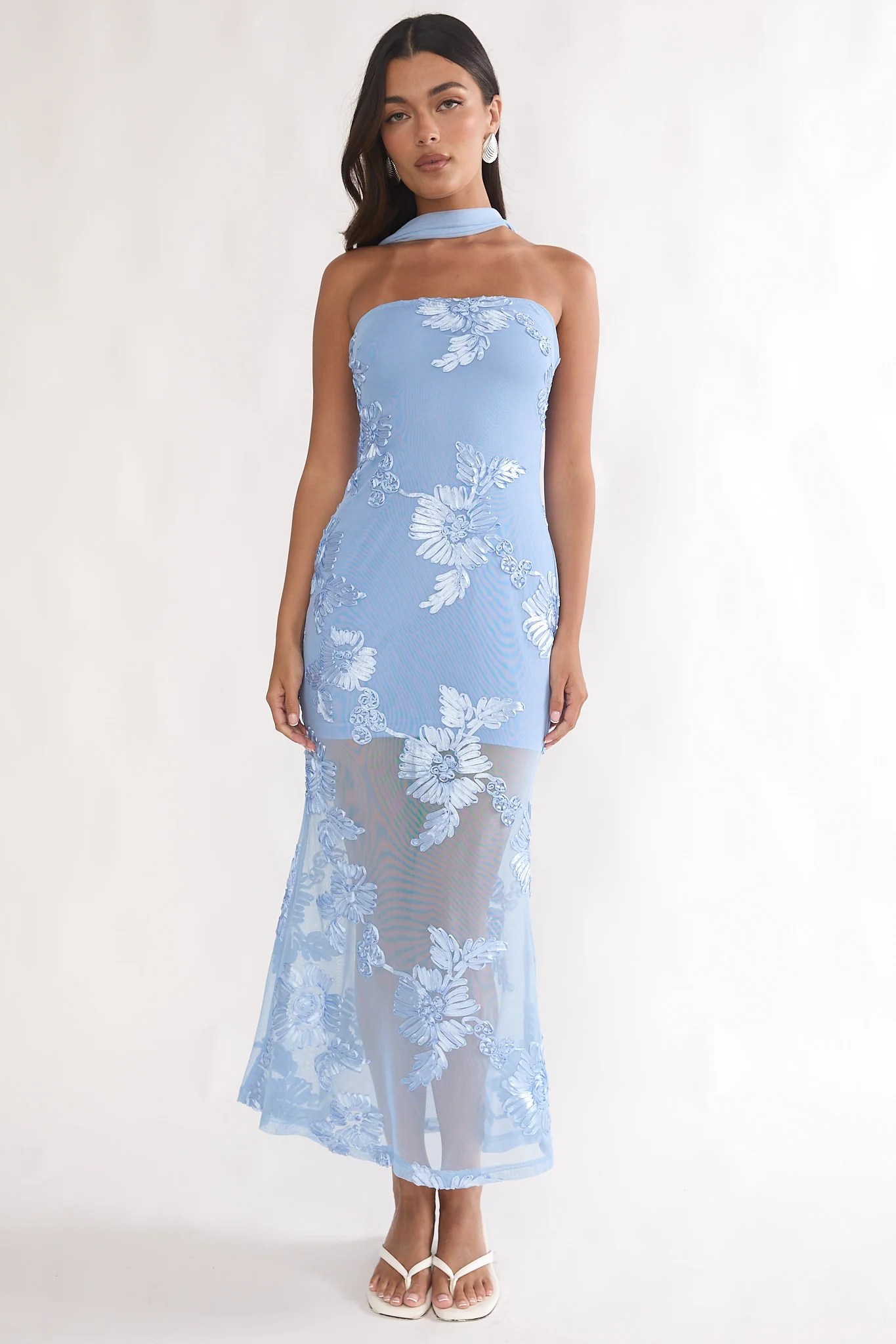 Vivia Strapless Embellished Maxi Dress Blue - Image 3