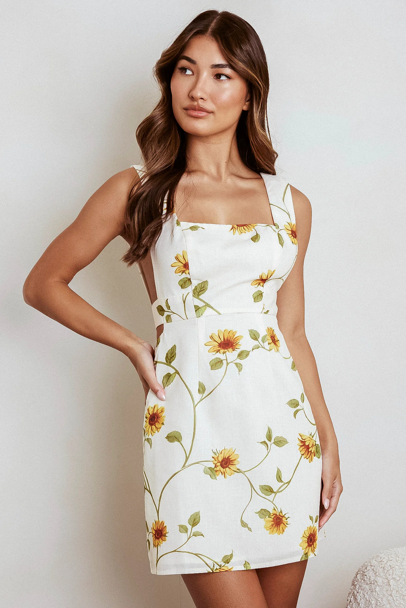 Walking On Sunshine Tied Back Mini Dress Sunflower - Image 5