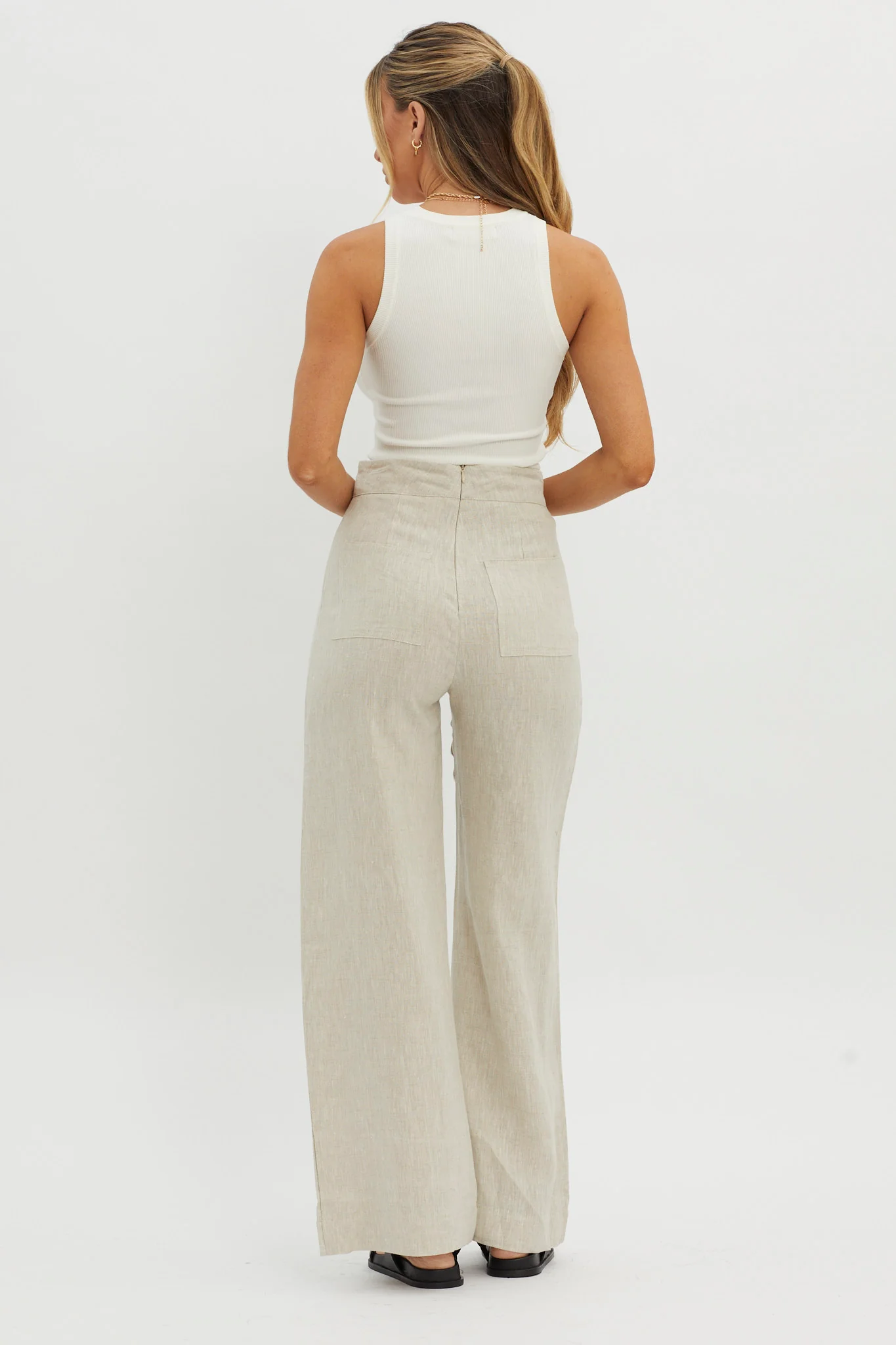 Wanda Wide Leg Pants Oat - Image 3