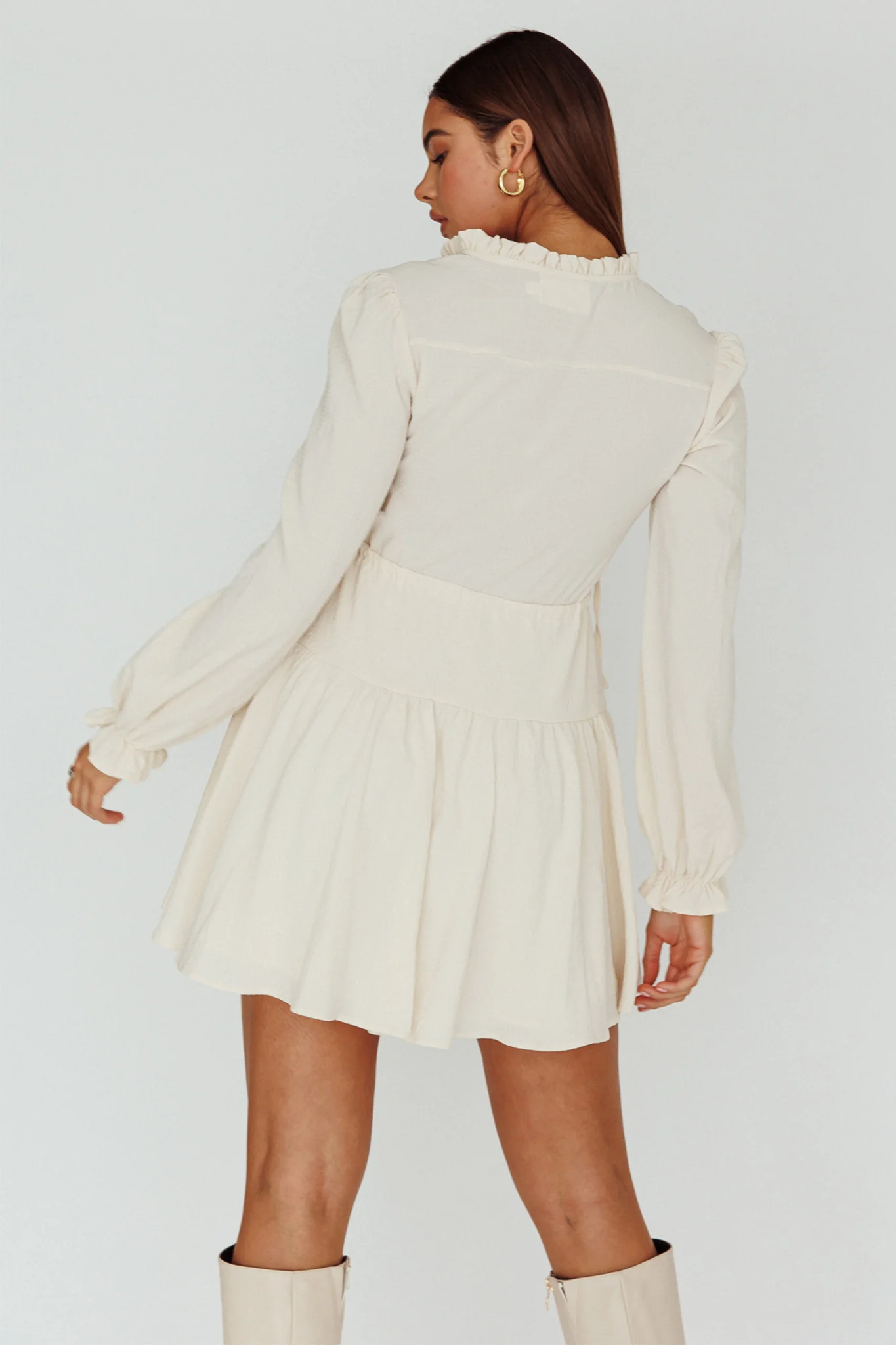 Waverly Long Sleeve Mini Dress Beige - Image 2