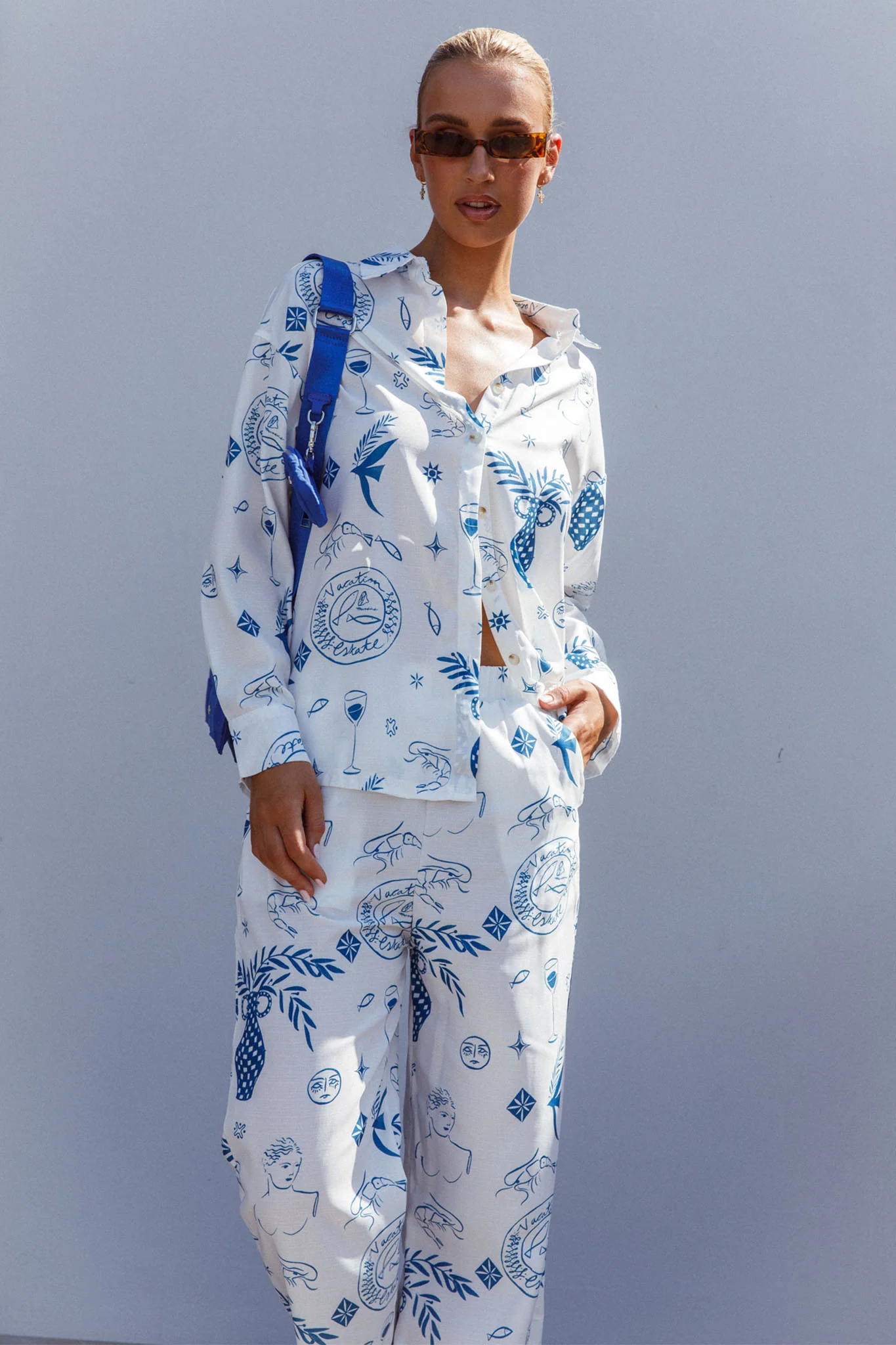 Weekend Bliss Long Sleeve Button Shirt White - Image 5