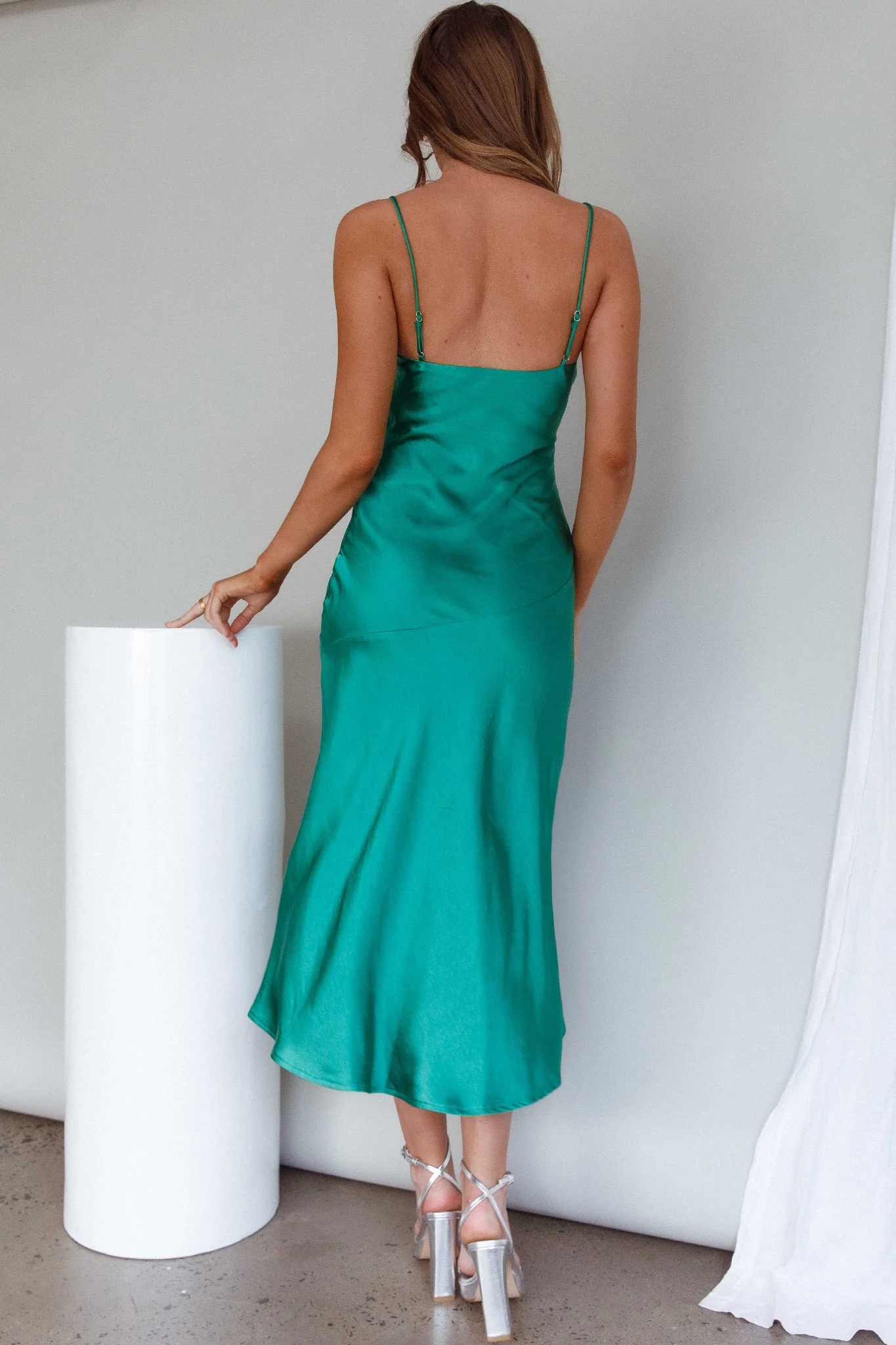 Well Versed Pleated Bust Front Split Dress Green - Image 7