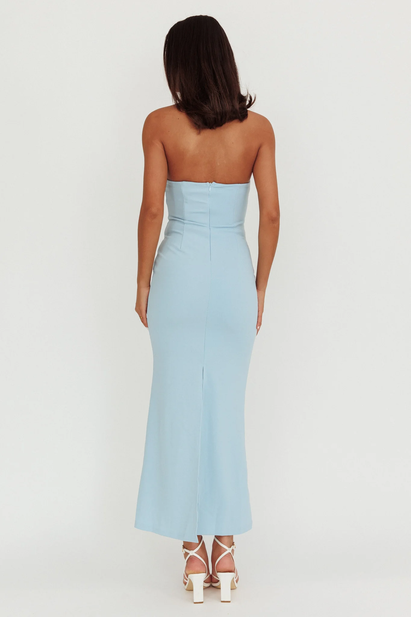 Well Versed Strapless Pleat Bust Maxi Dress Blue - Image 2