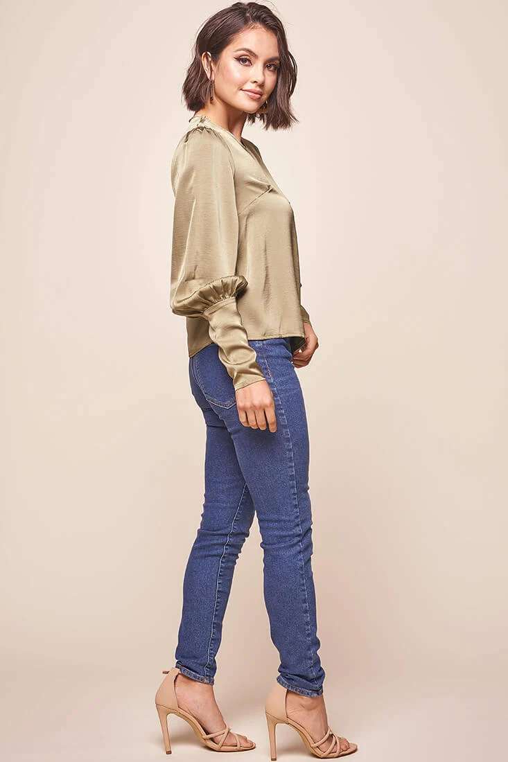 Westminster Leg-of-Mutton Sleeve Blouse Olive - Image 3