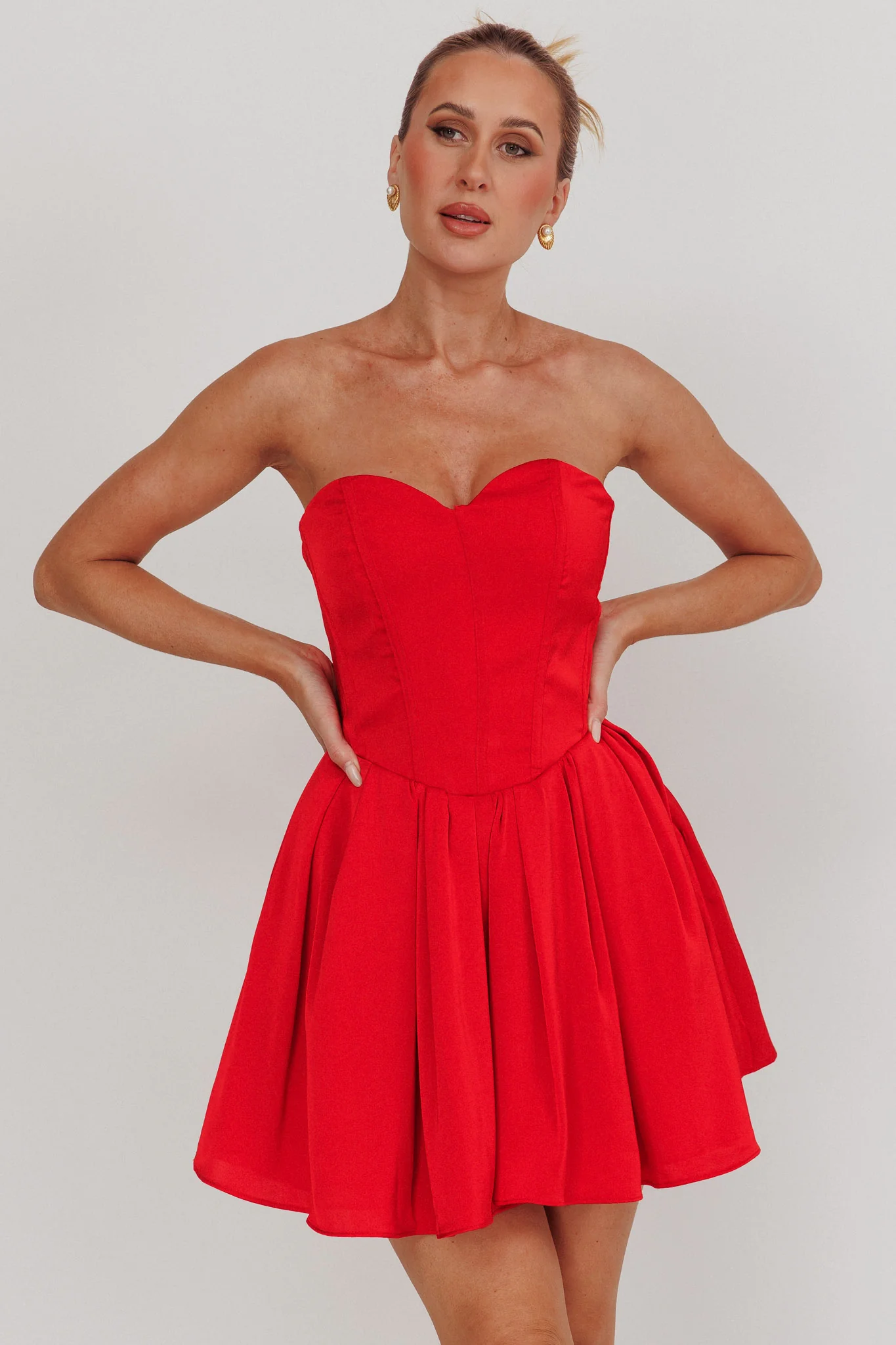 What I Like Sweetheart Neckline Mini Dress Red - Image 6