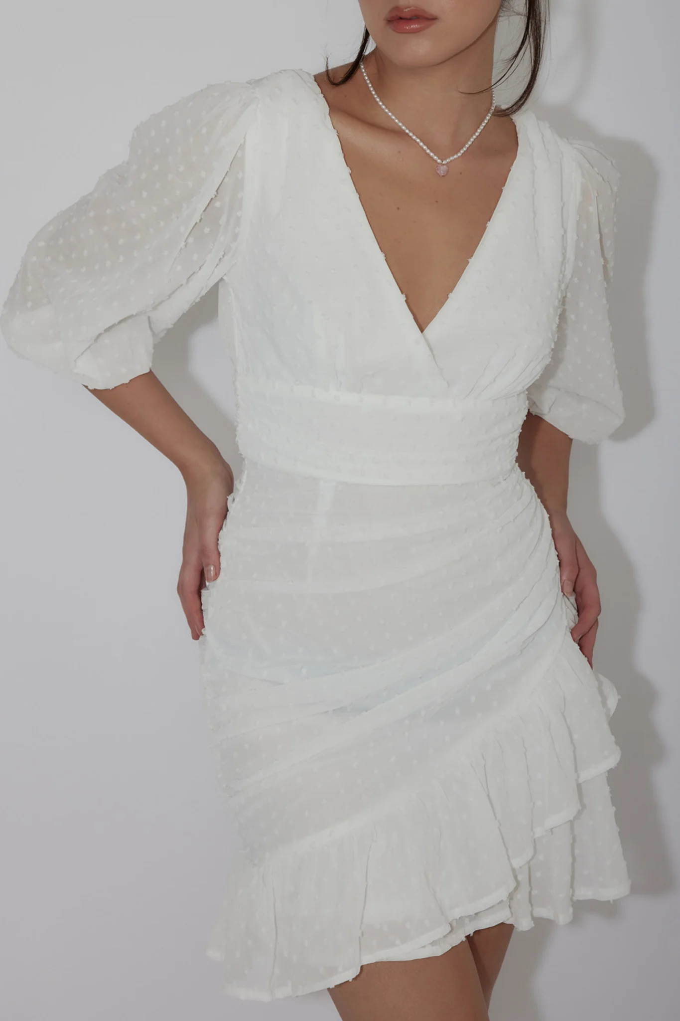 Wild Honey Hail Spot Mini Dress White - Image 4