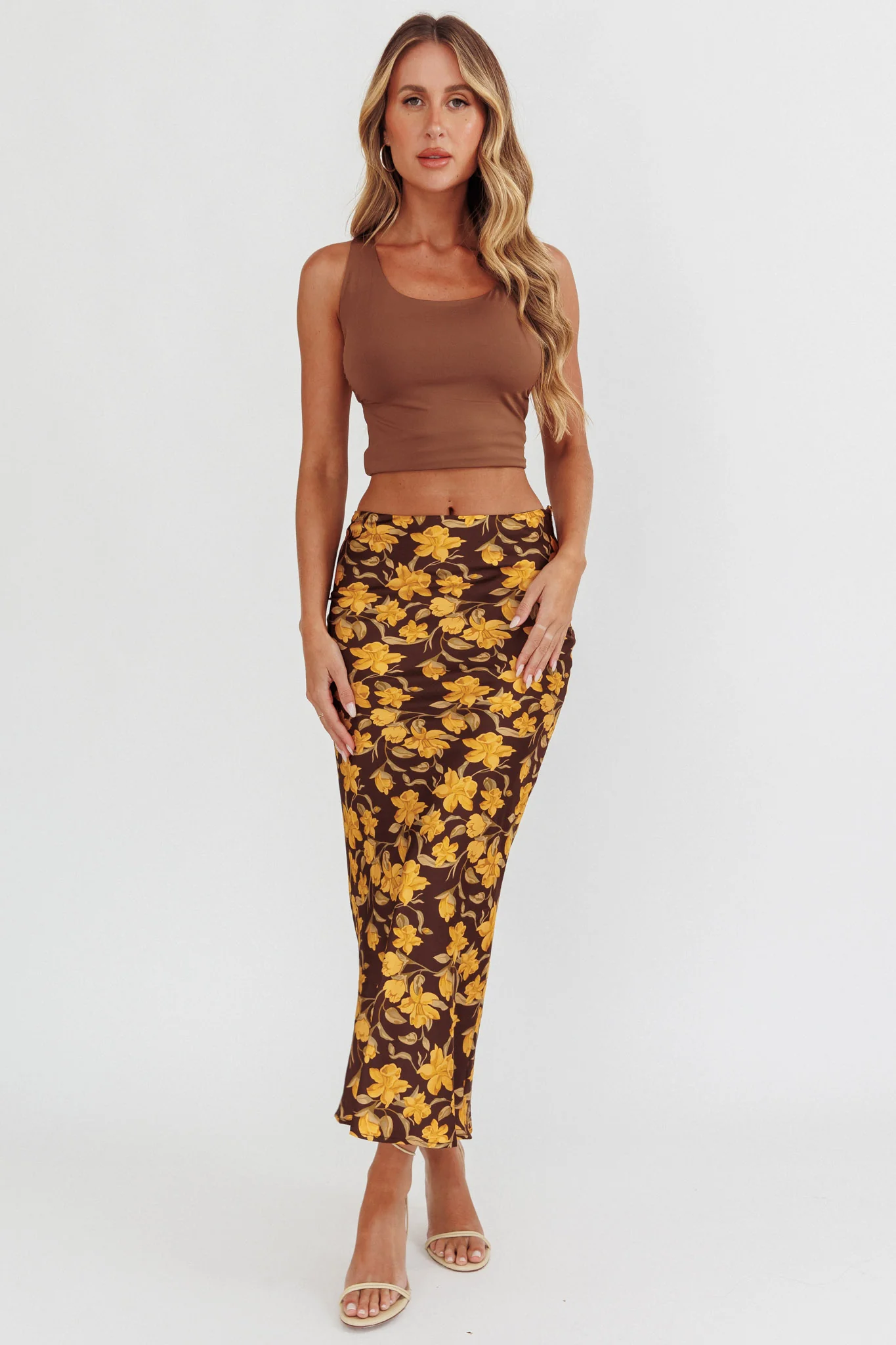 Wild Wanderings Midi Skirt Floral Brown - Image 2