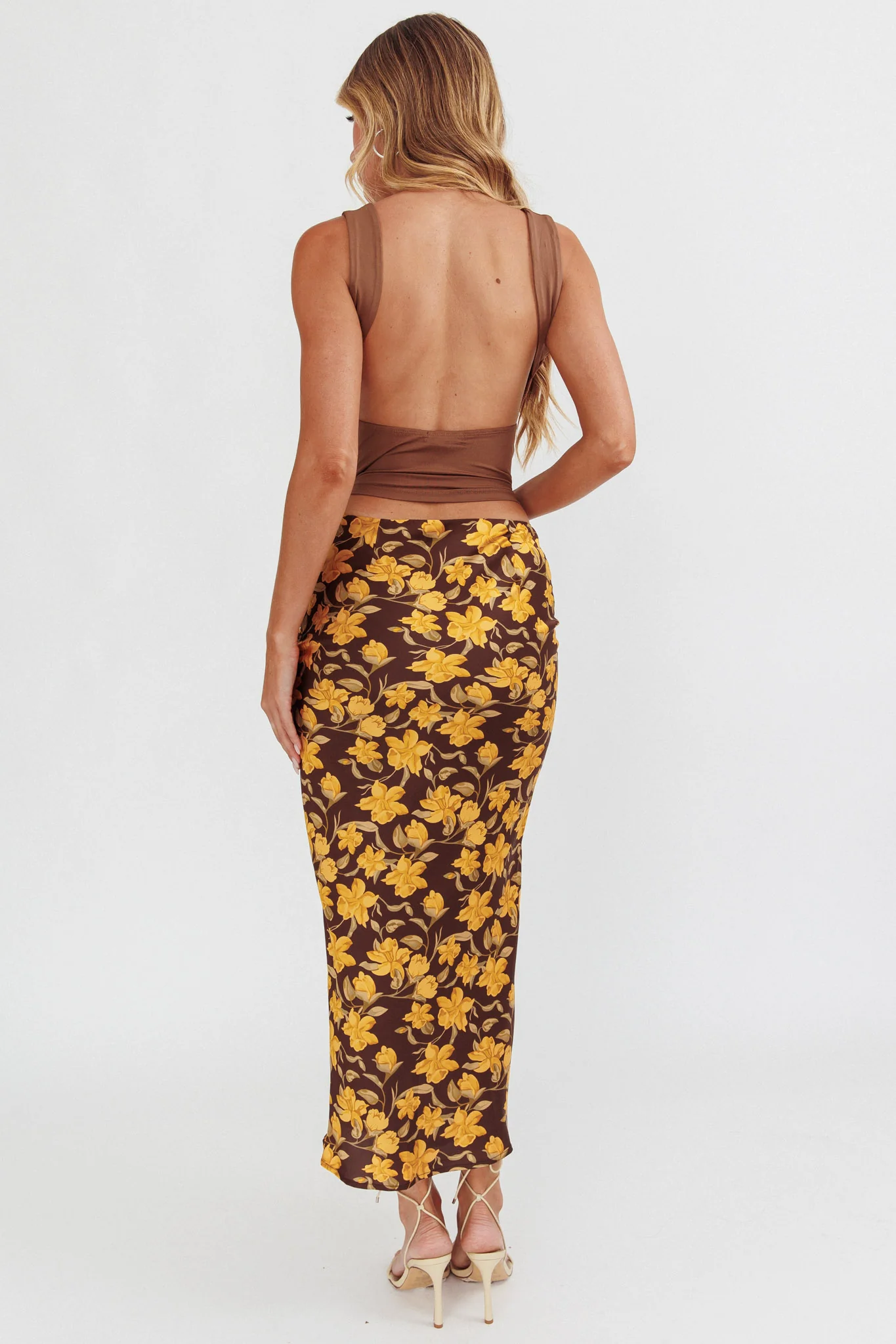 Wild Wanderings Midi Skirt Floral Brown - Image 3