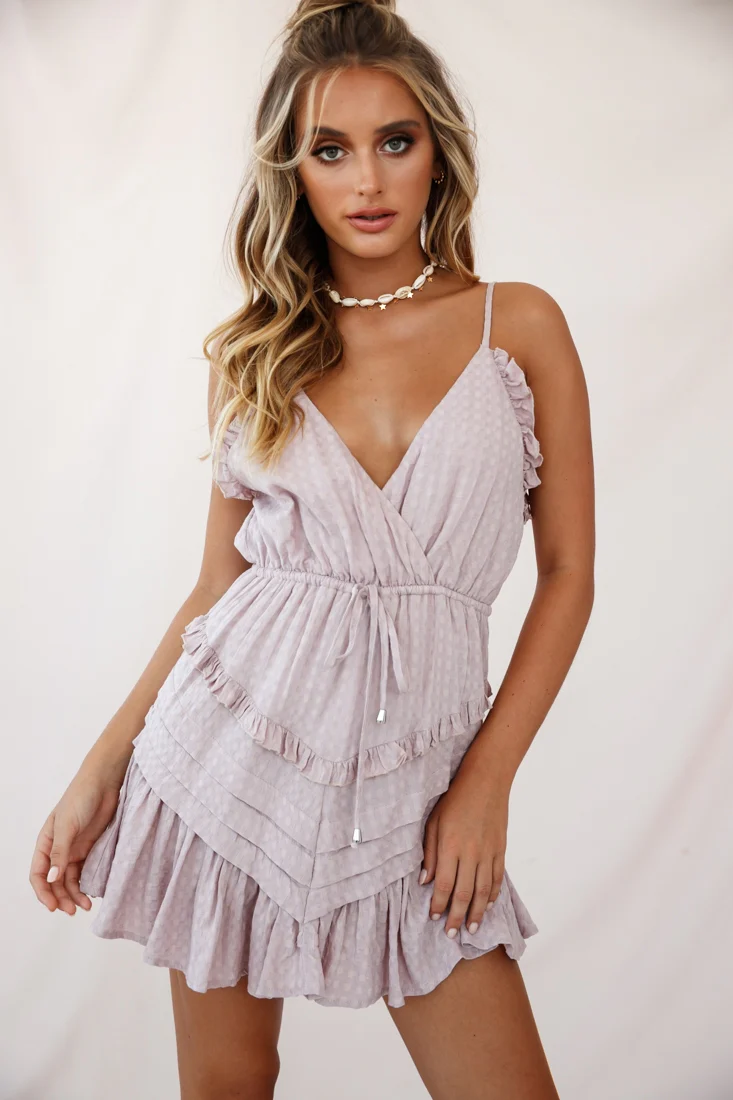 Willah Pintuck And Frill Detail Drawstring Dress Mauve - Image 2