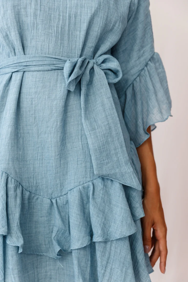 Wilshire Tiered Ruffle Hem Dress Denim Blue - Image 4