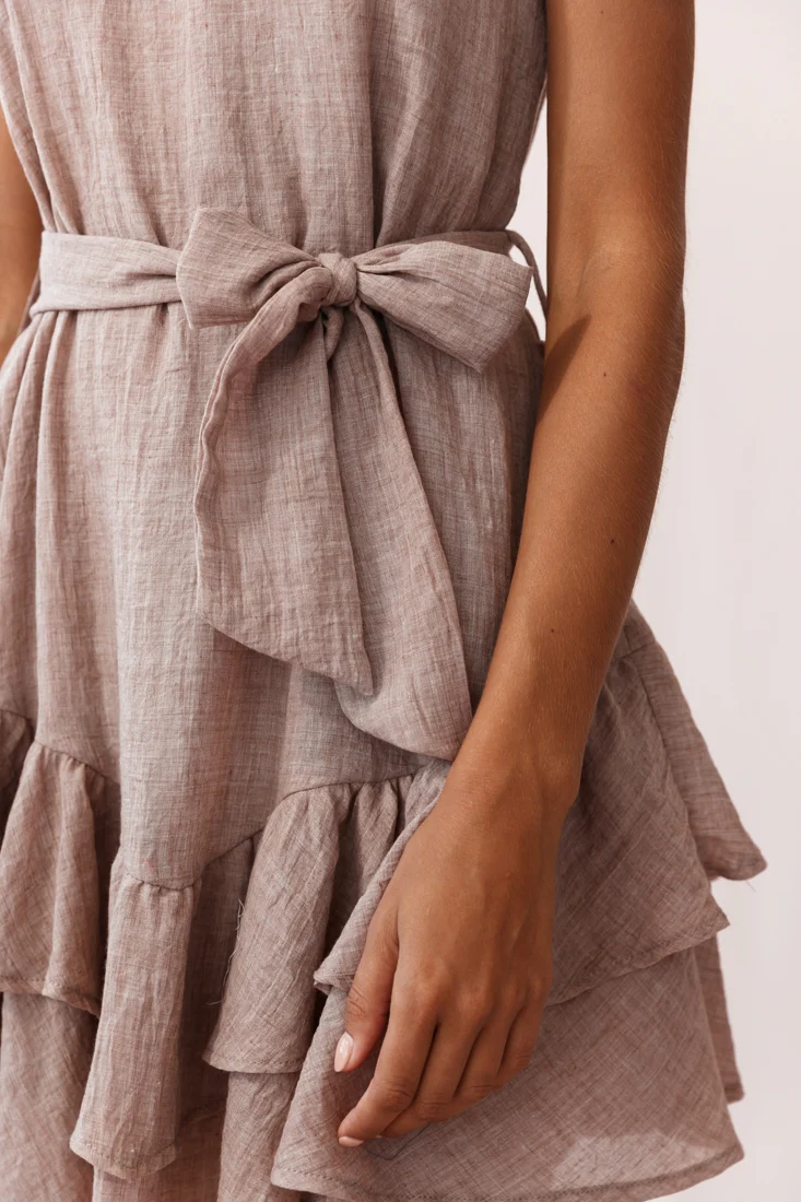 Wilshire Tiered Ruffle Hem Spaghetti Strap Dress Sandalwood - Image 4