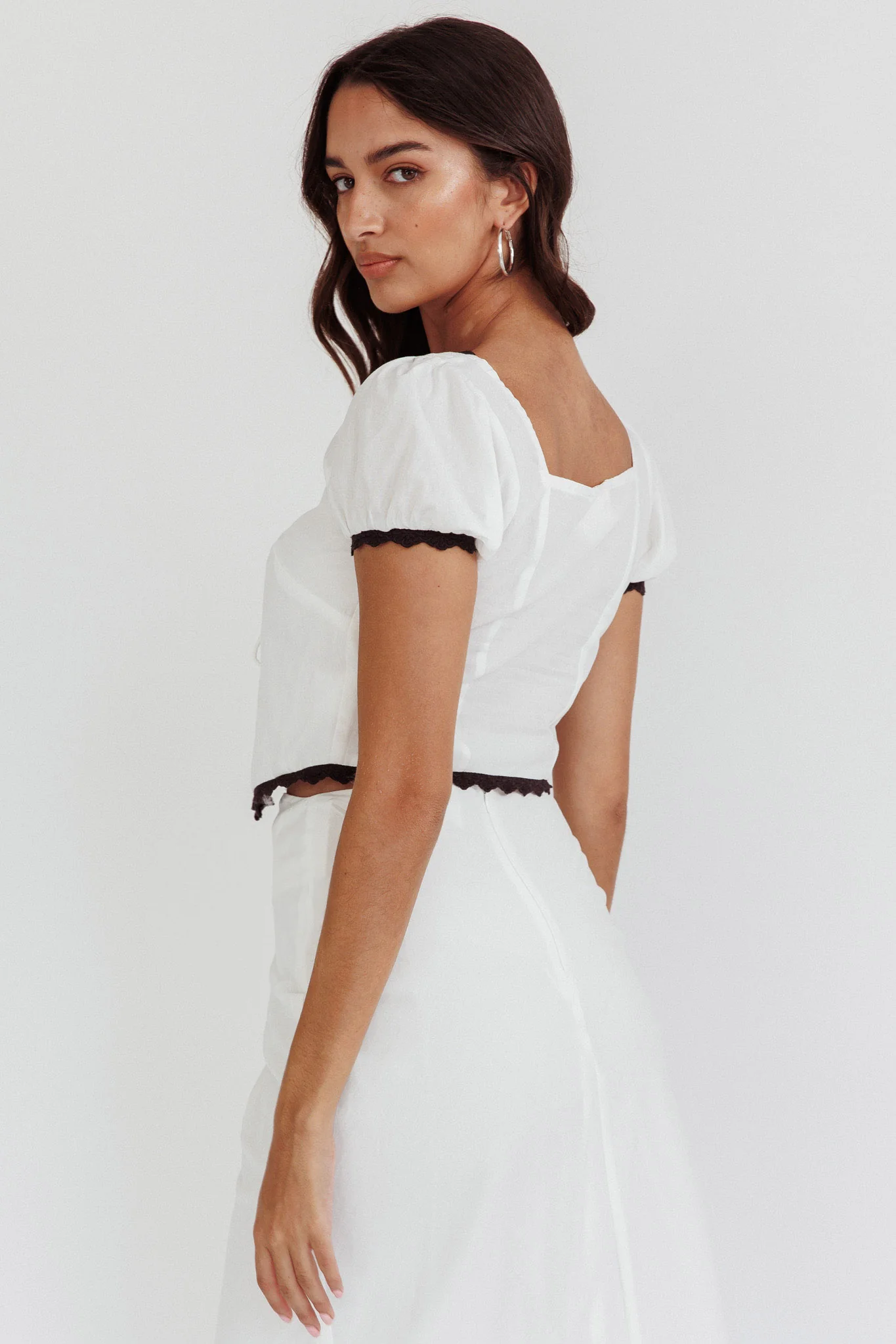 Wistful Tied Puff Sleeve Top White - Image 2