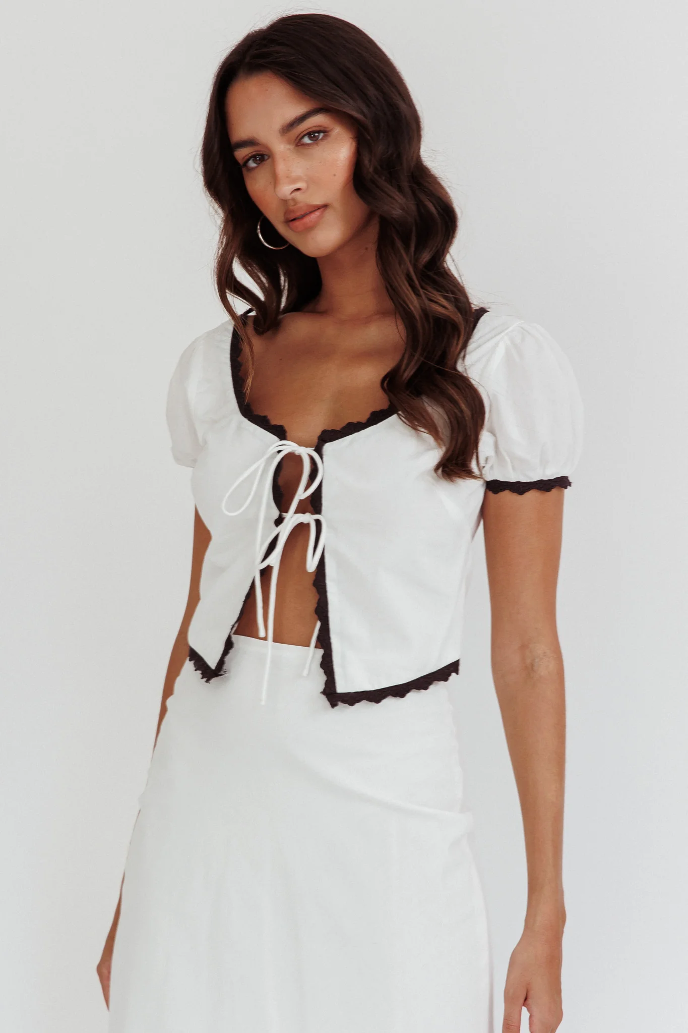 Wistful Tied Puff Sleeve Top White - Image 5