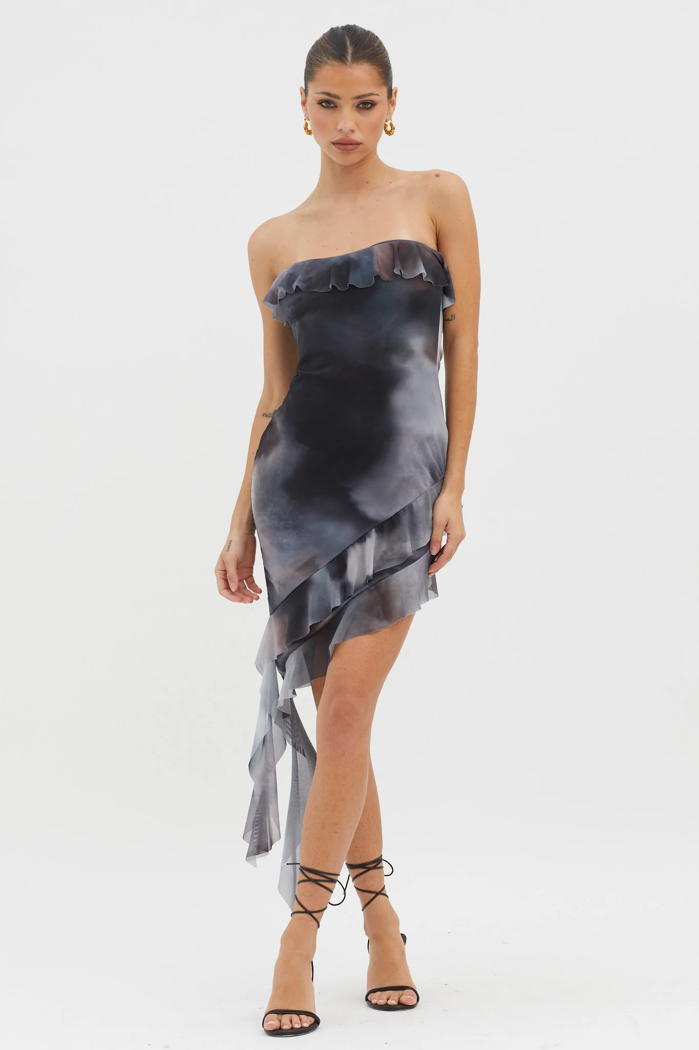 Won't Let Go Ruffle Trim Mini Dress Charcoal - Image 2