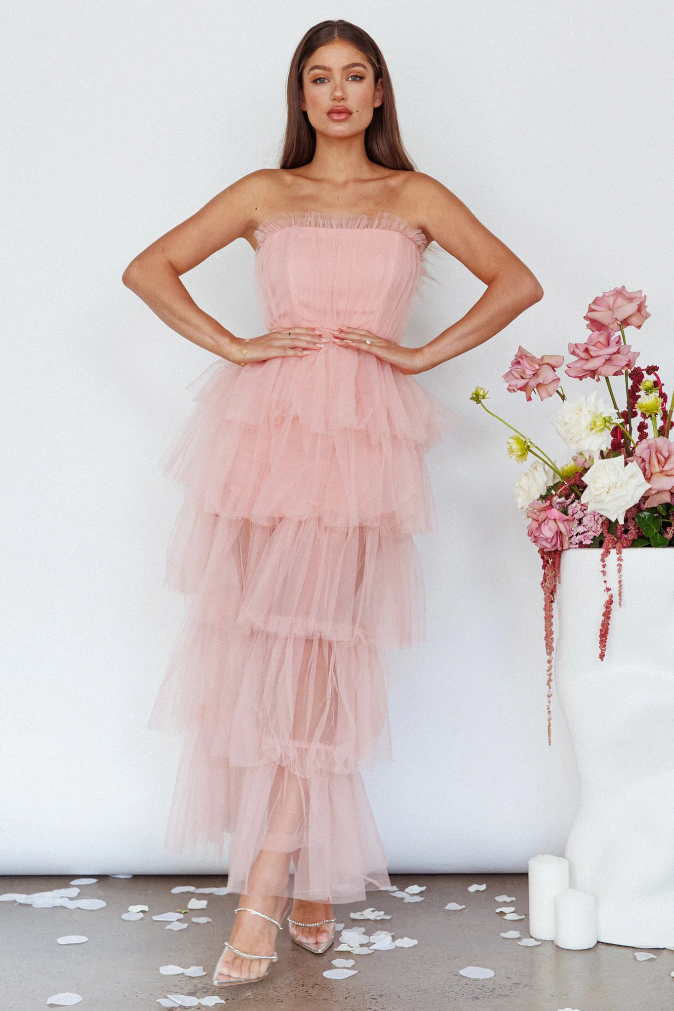 Written In The Stars Layered Tulle Maxi Dress Pink - Image 6