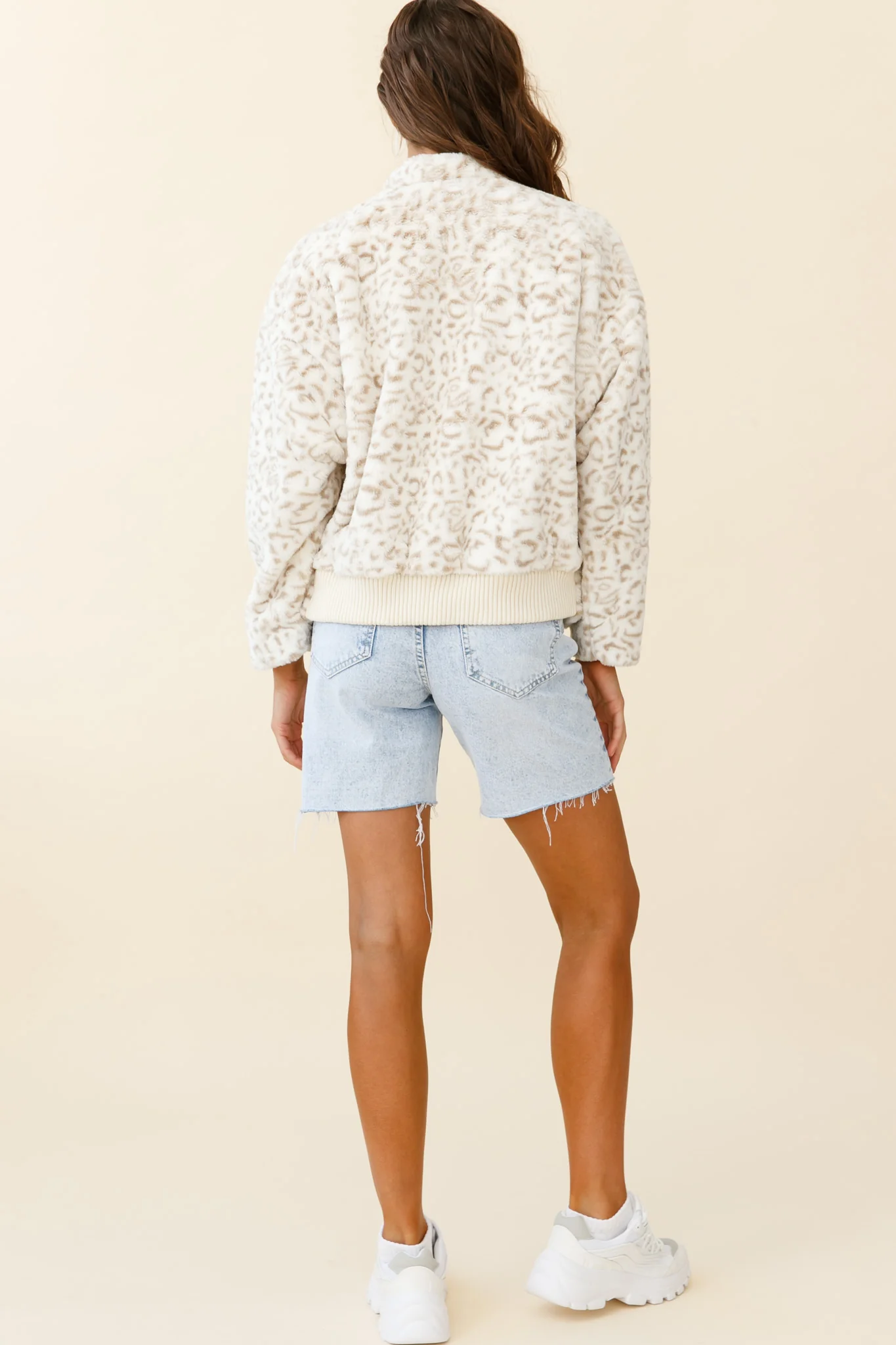 Wyoming Front Pocket Printed Fur Jacket White/Beige - Image 2