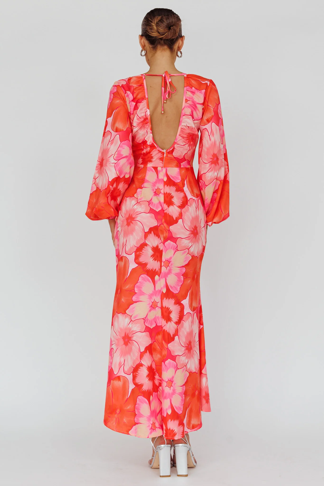 Yessica Balloon Sleeve Midi Dress Floral Pink - Image 2