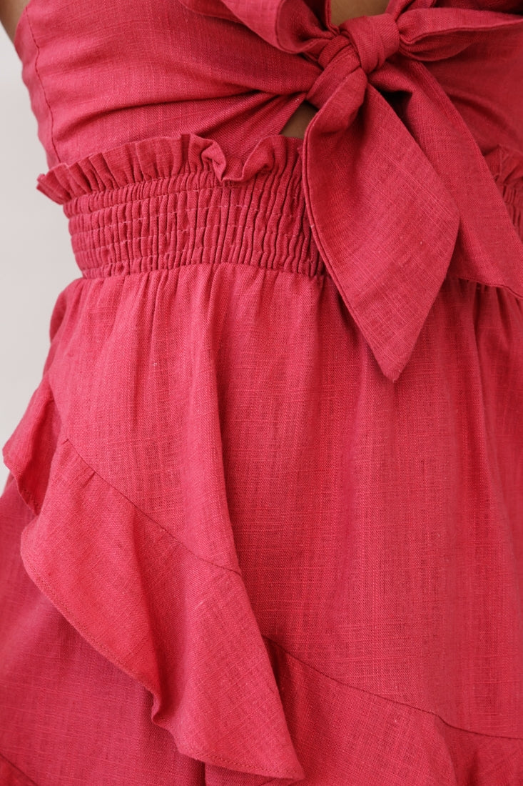 You Got It Tie-Knot Bust Ruffle Romper Rose - Image 4