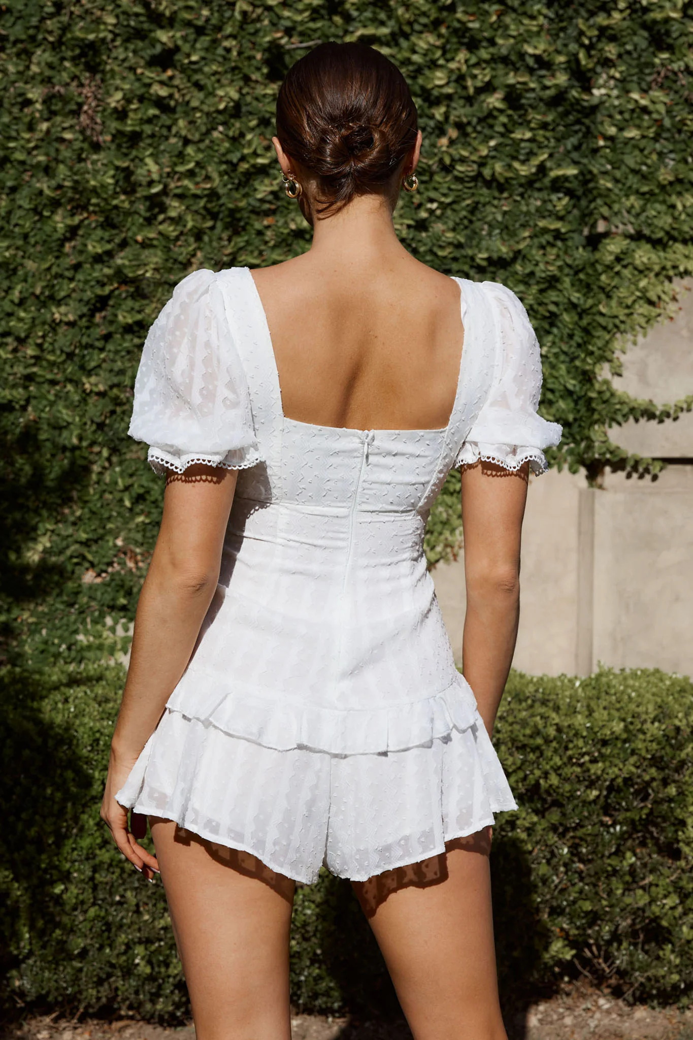 Young Love Tied Bust Frill Trim Romper White - Image 2