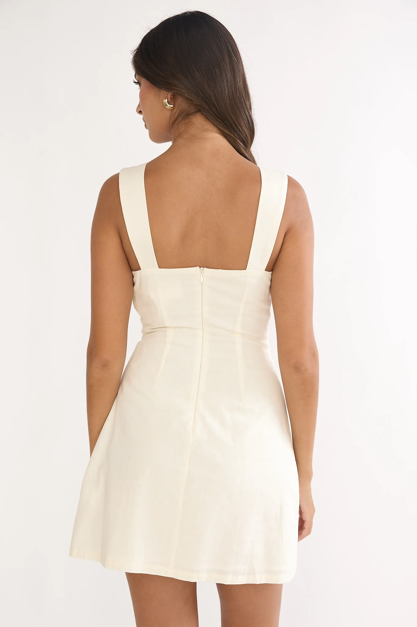 Your Knowing Cut-Out Bead Neckline Mini Dress Cream - Image 2