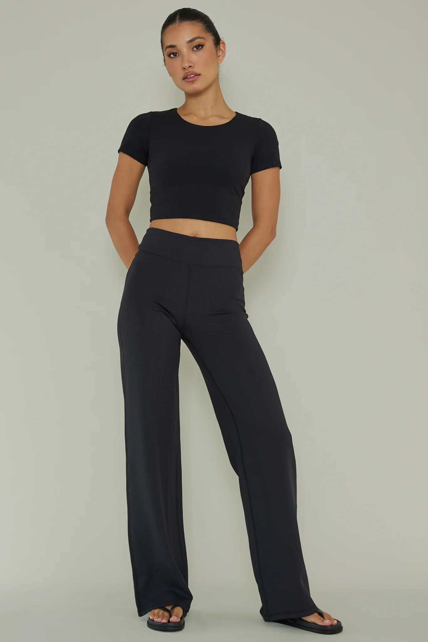 Your Power Ribbed Wide Leg Pants Black - Image 3