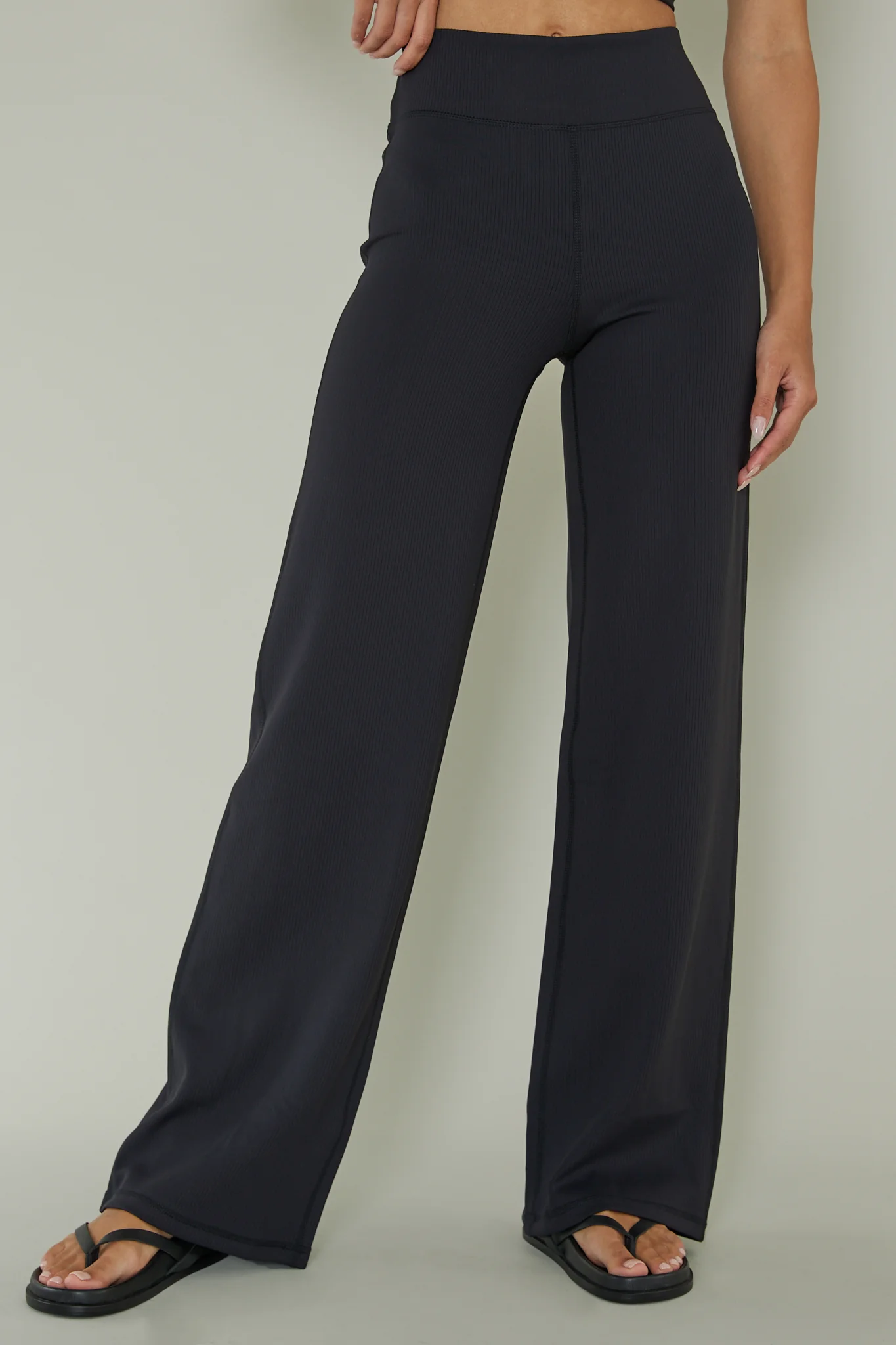 Your Power Ribbed Wide Leg Pants Black - Image 4