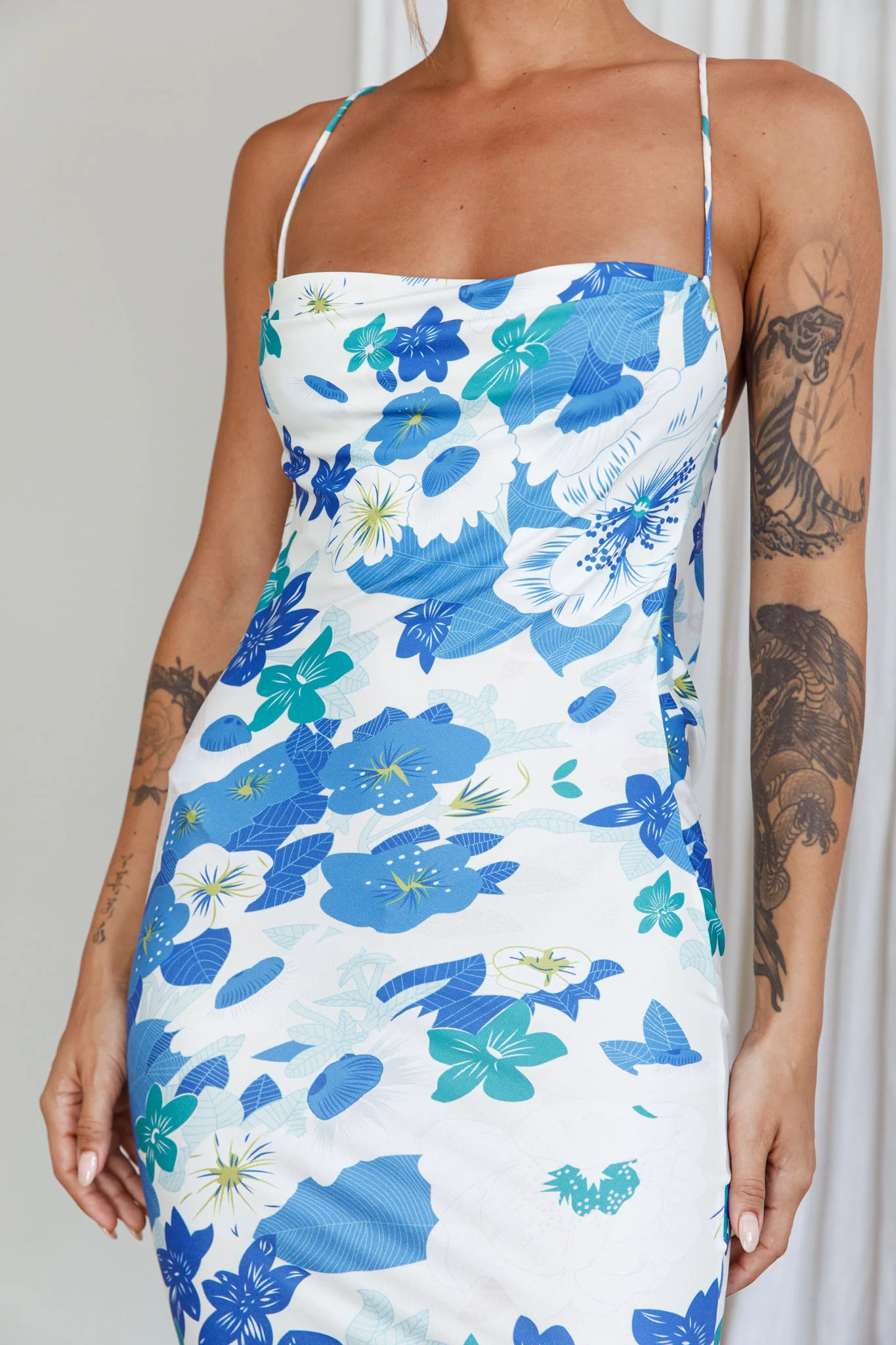 You're My Sunshine Tie-Up Back Midi Dress Blue - Image 4