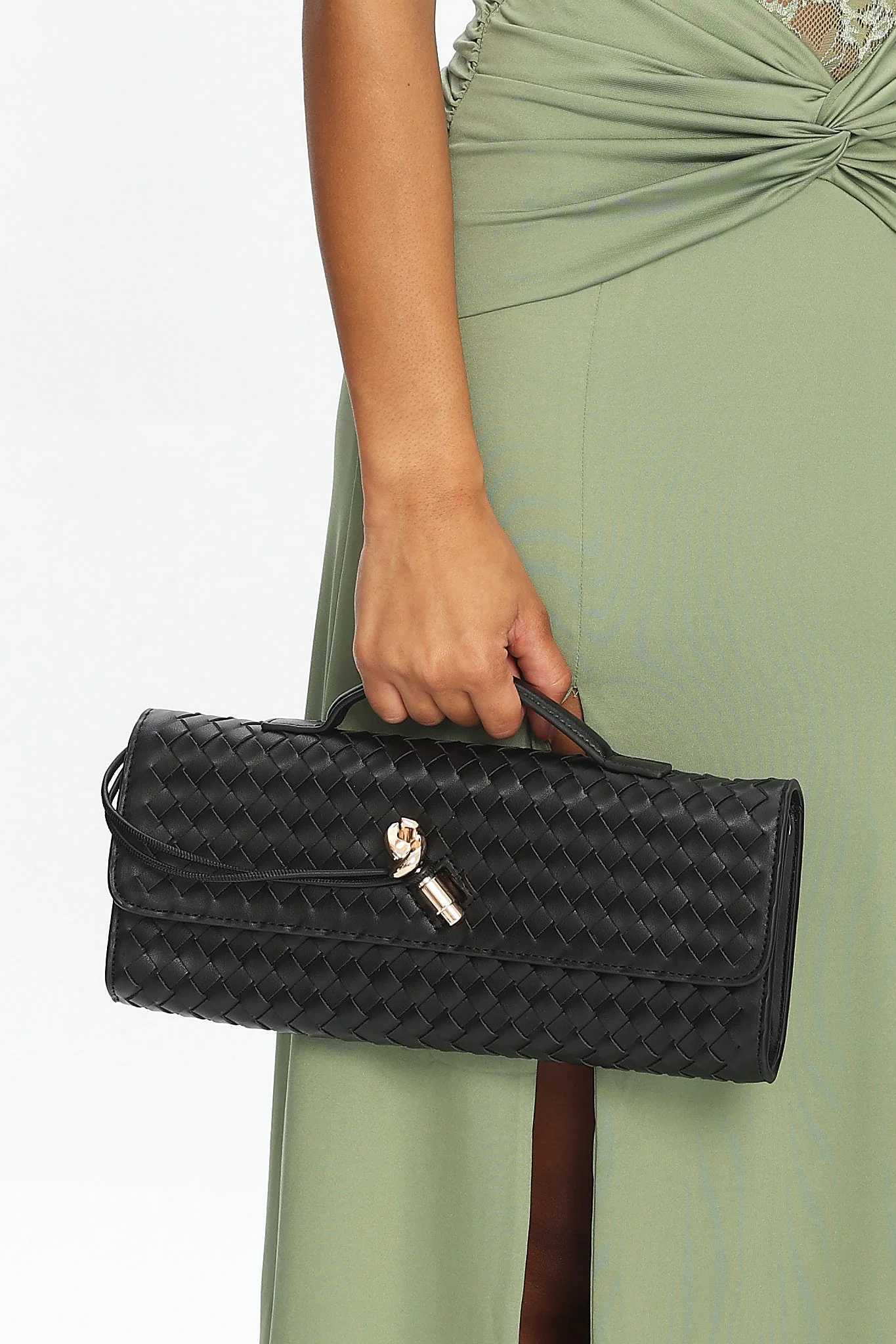 Yvette Woven Envelope Purse Black - Image 3
