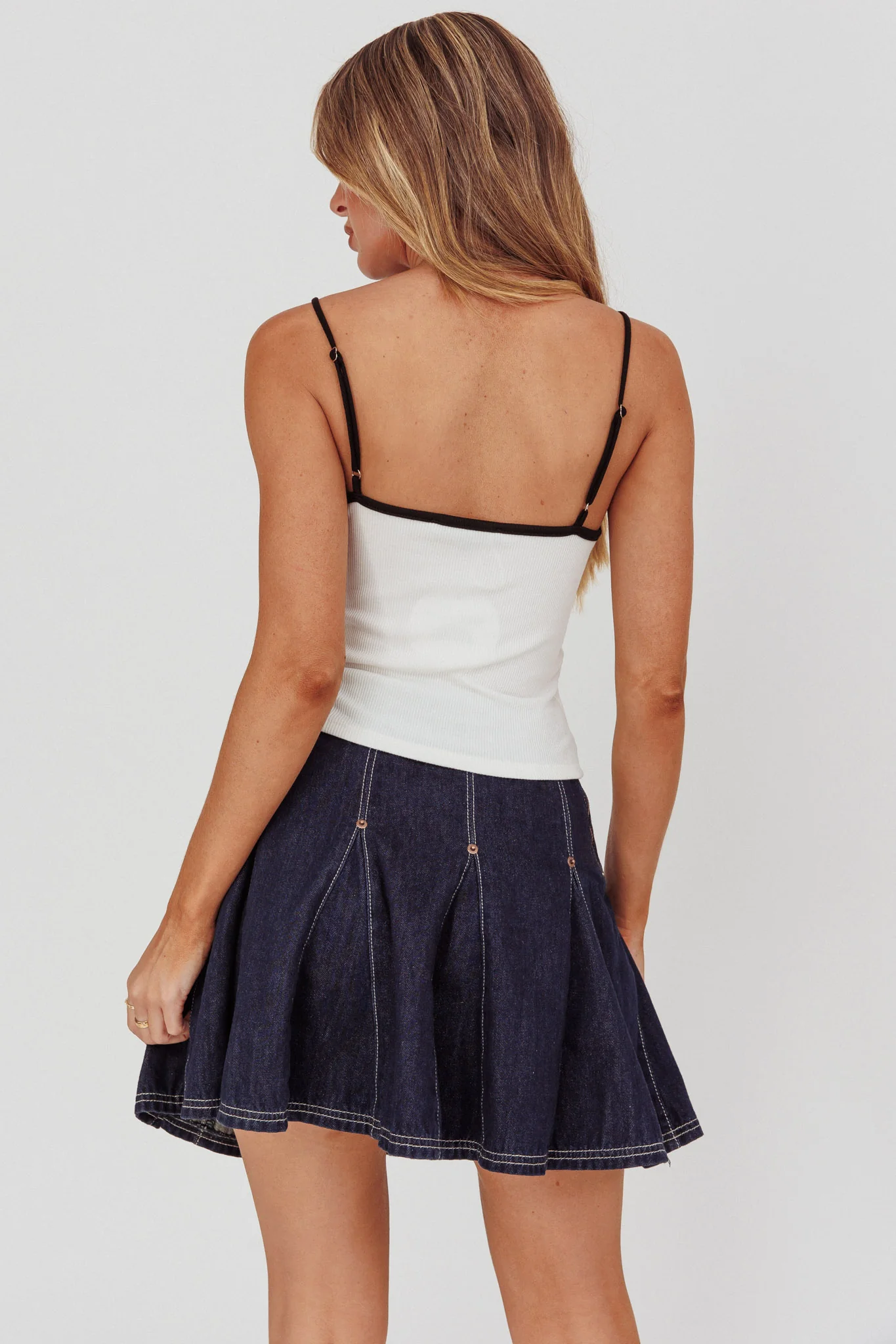 Zana Pleat Mini Skirt Dark Denim - Image 3