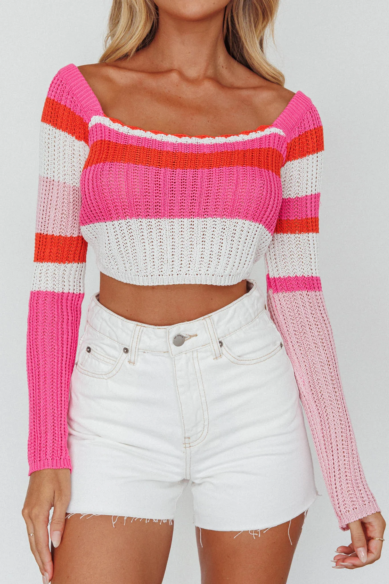 Zandra Long Sleeve Knit Top Pink Multi - Image 4