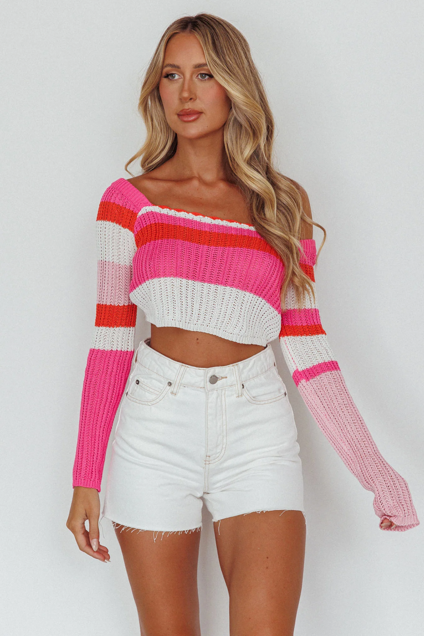 Zandra Long Sleeve Knit Top Pink Multi - Image 5