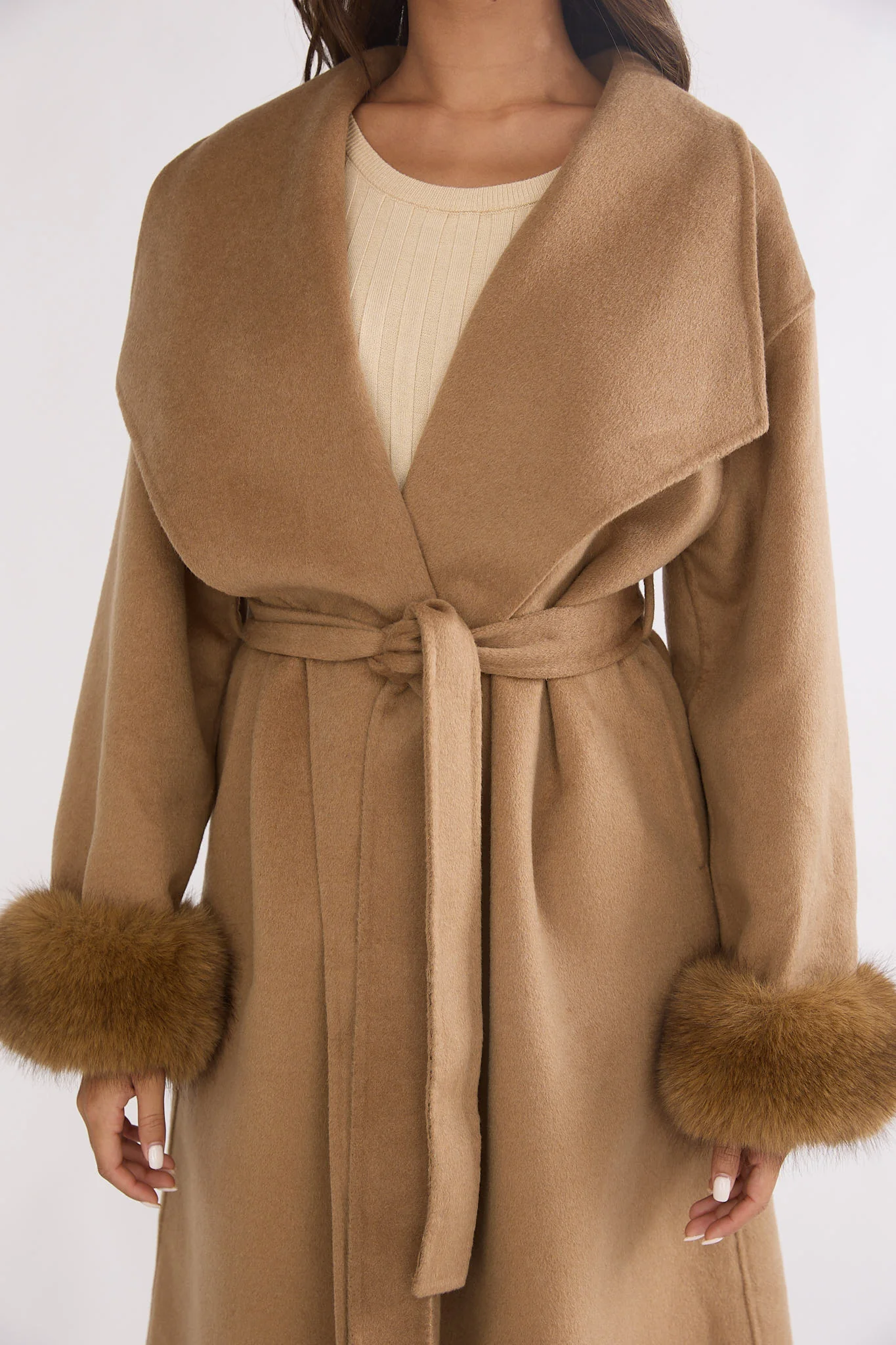 Zannora Faux Fur Coat Camel - Image 4