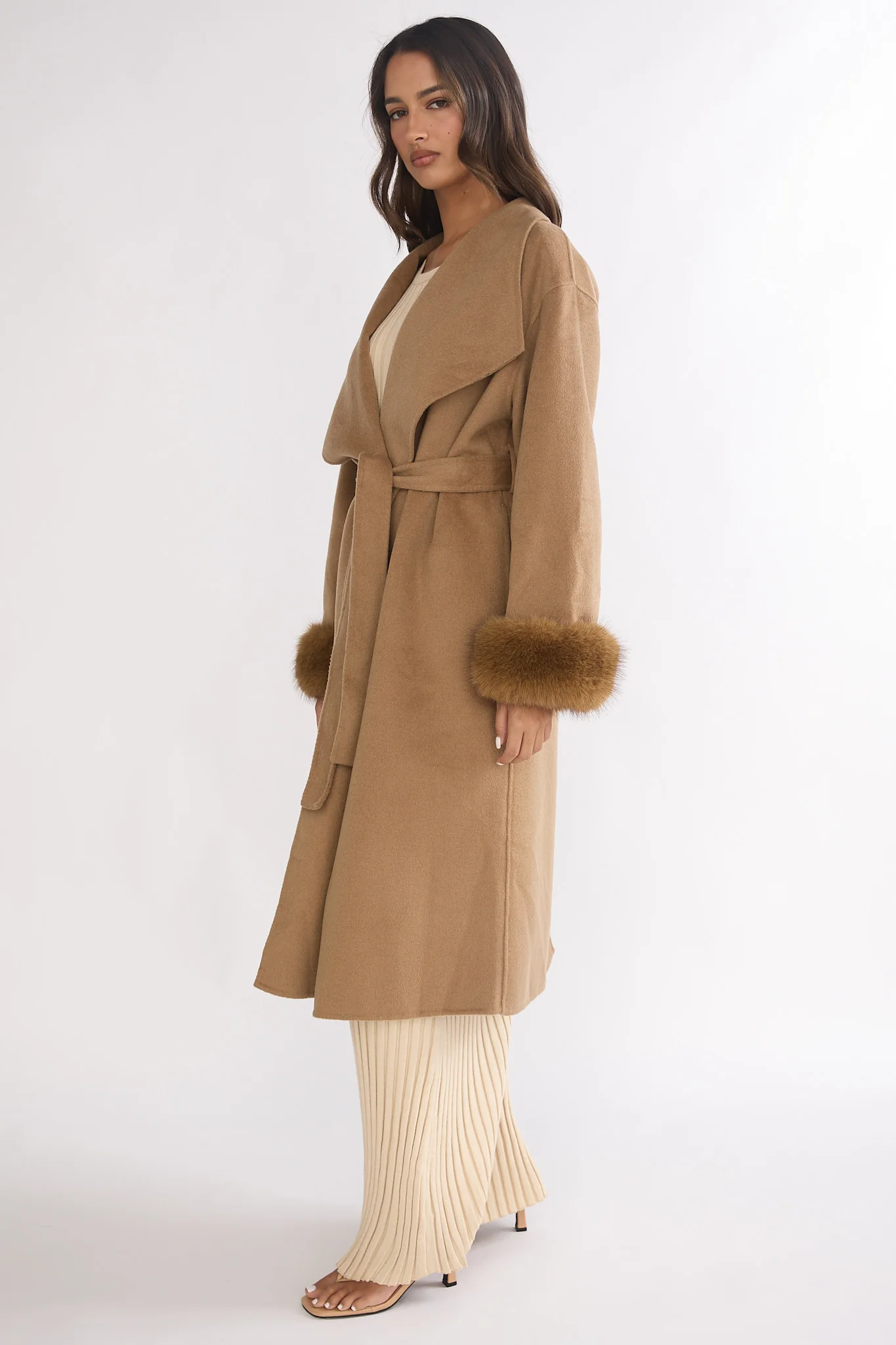 Zannora Faux Fur Coat Camel - Image 6