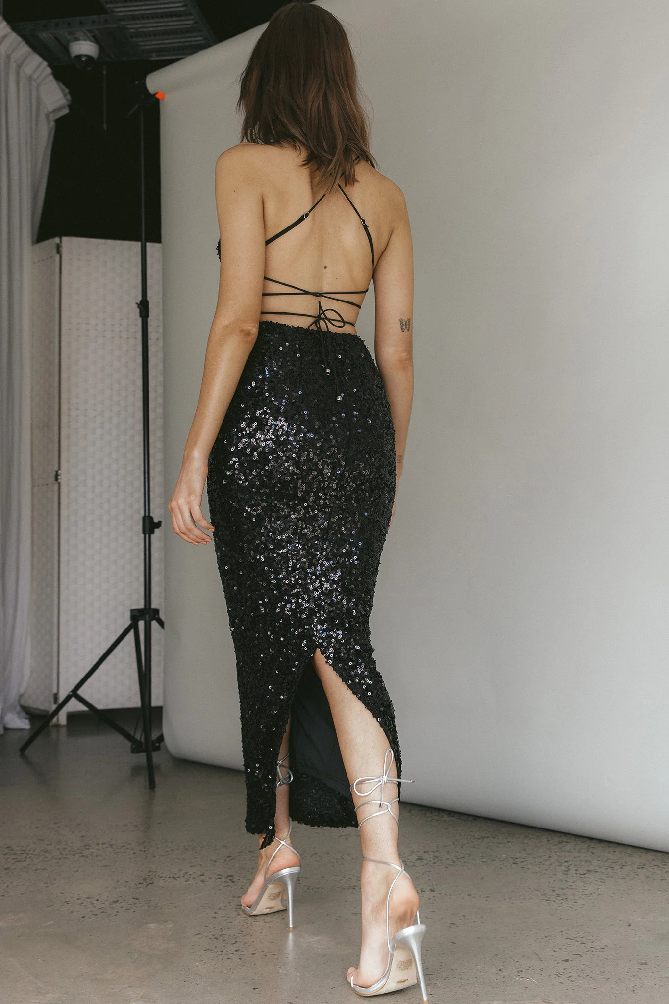Zefa Sequin Triangle Top Black - Image 2