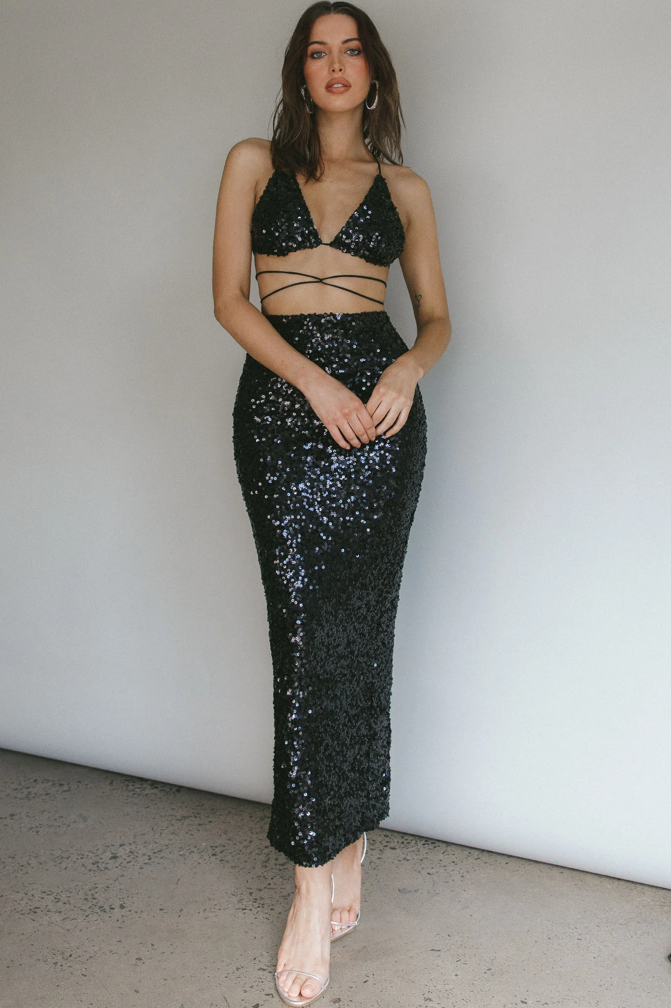 Zefa Sequin Triangle Top Black - Image 3