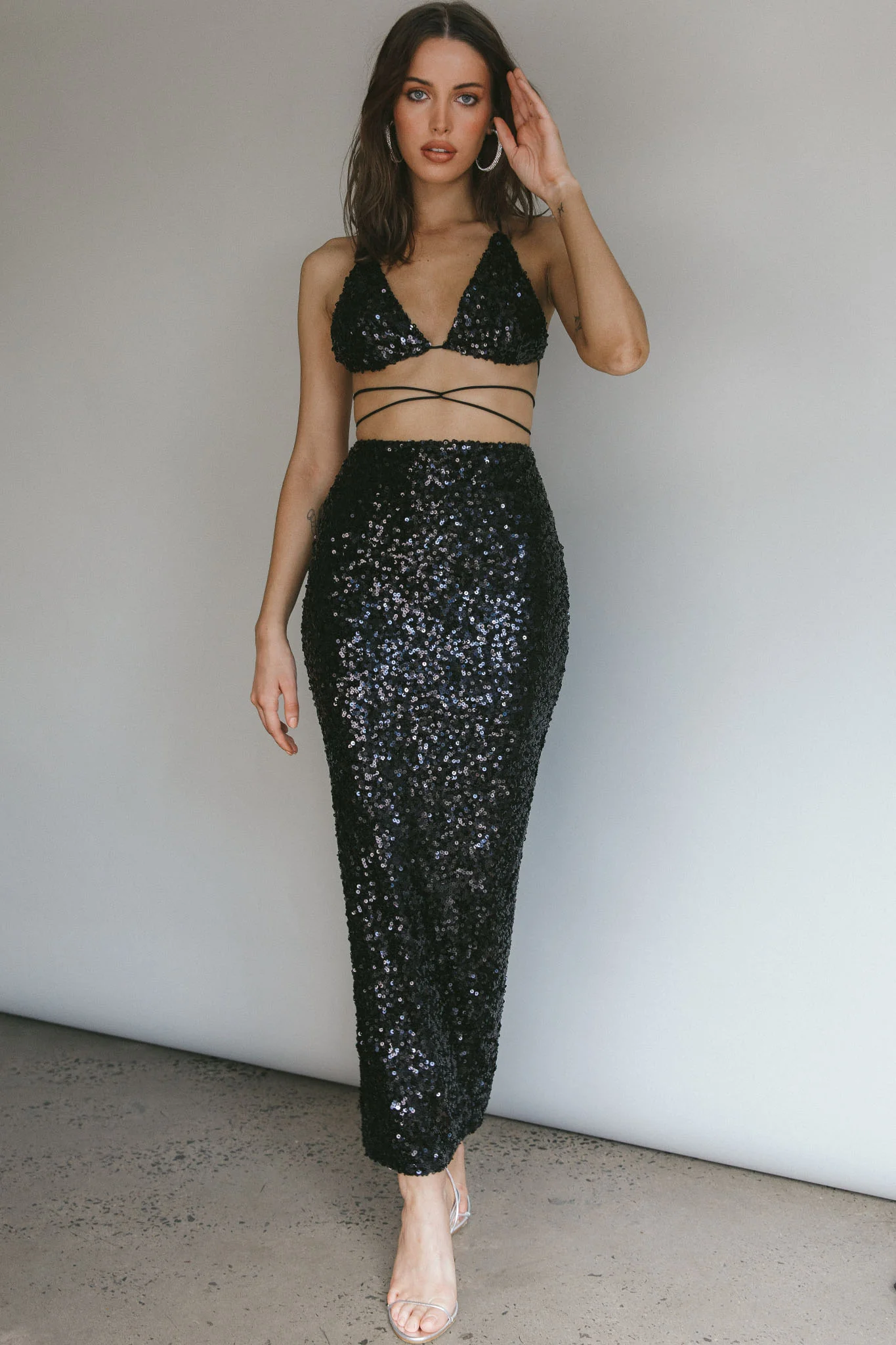 Zefa Sequin Triangle Top Black - Image 7