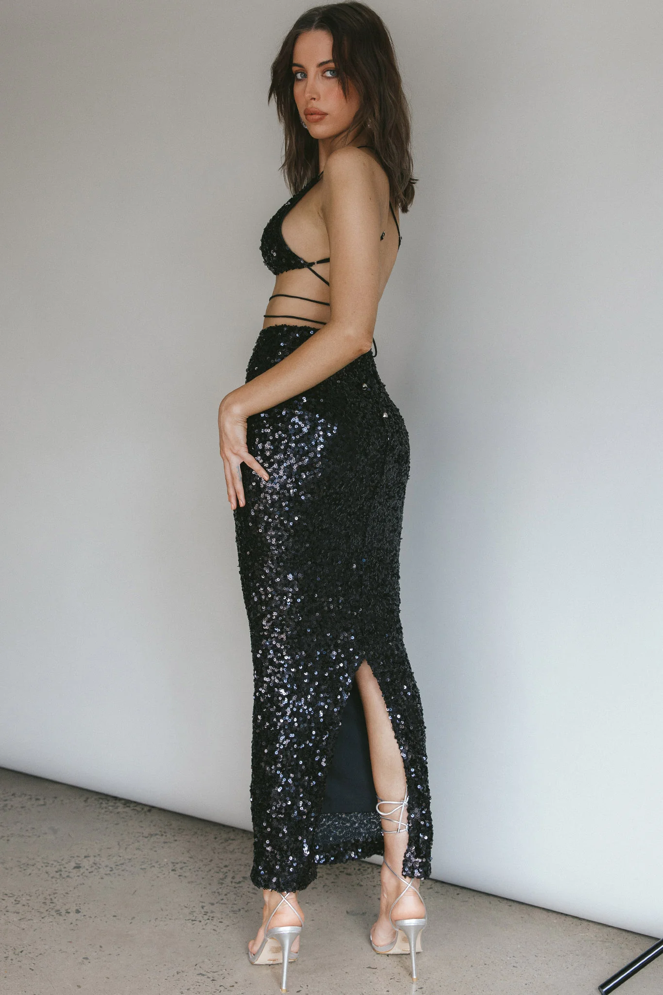 Zefa Sequin Triangle Top Black - Image 9