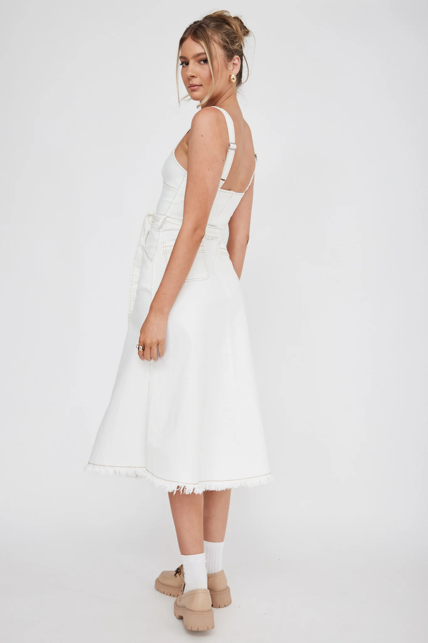 Zenyl Raw Hem Midi Dress Butter - Image 2