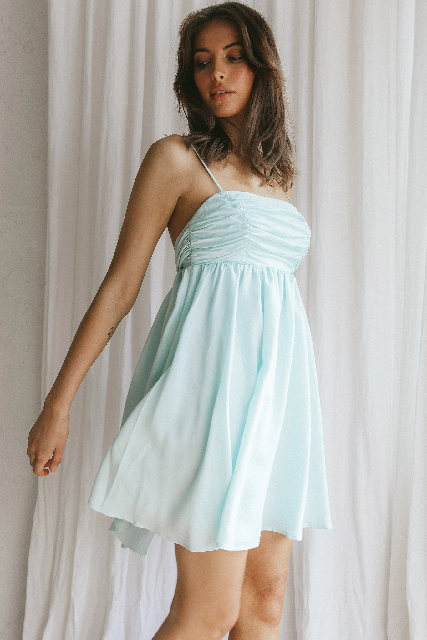 Zhen Bow Tie Back Mini Dress Mint - Image 7