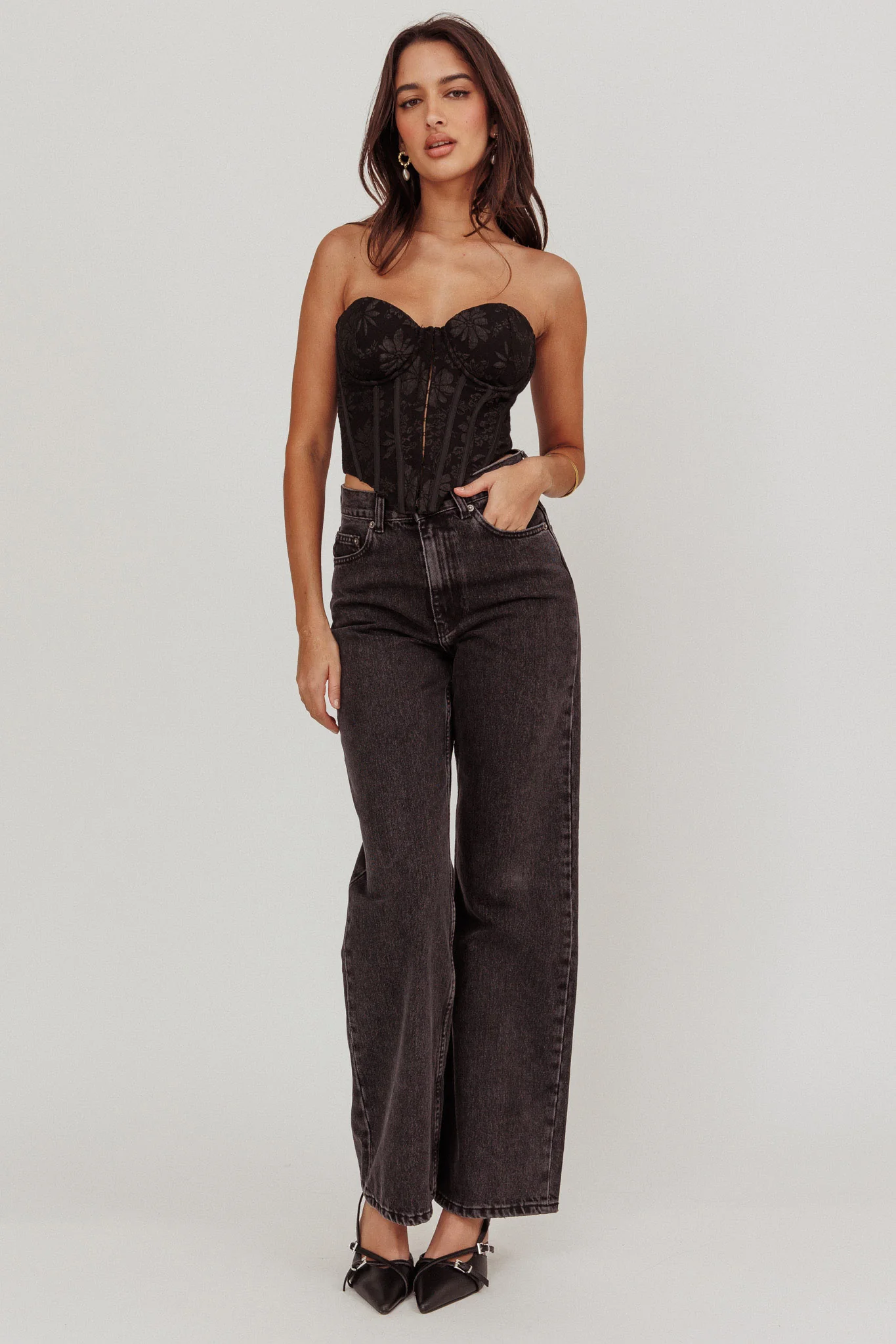 Ziah Hook & Eye Corset Top Black - Image 2