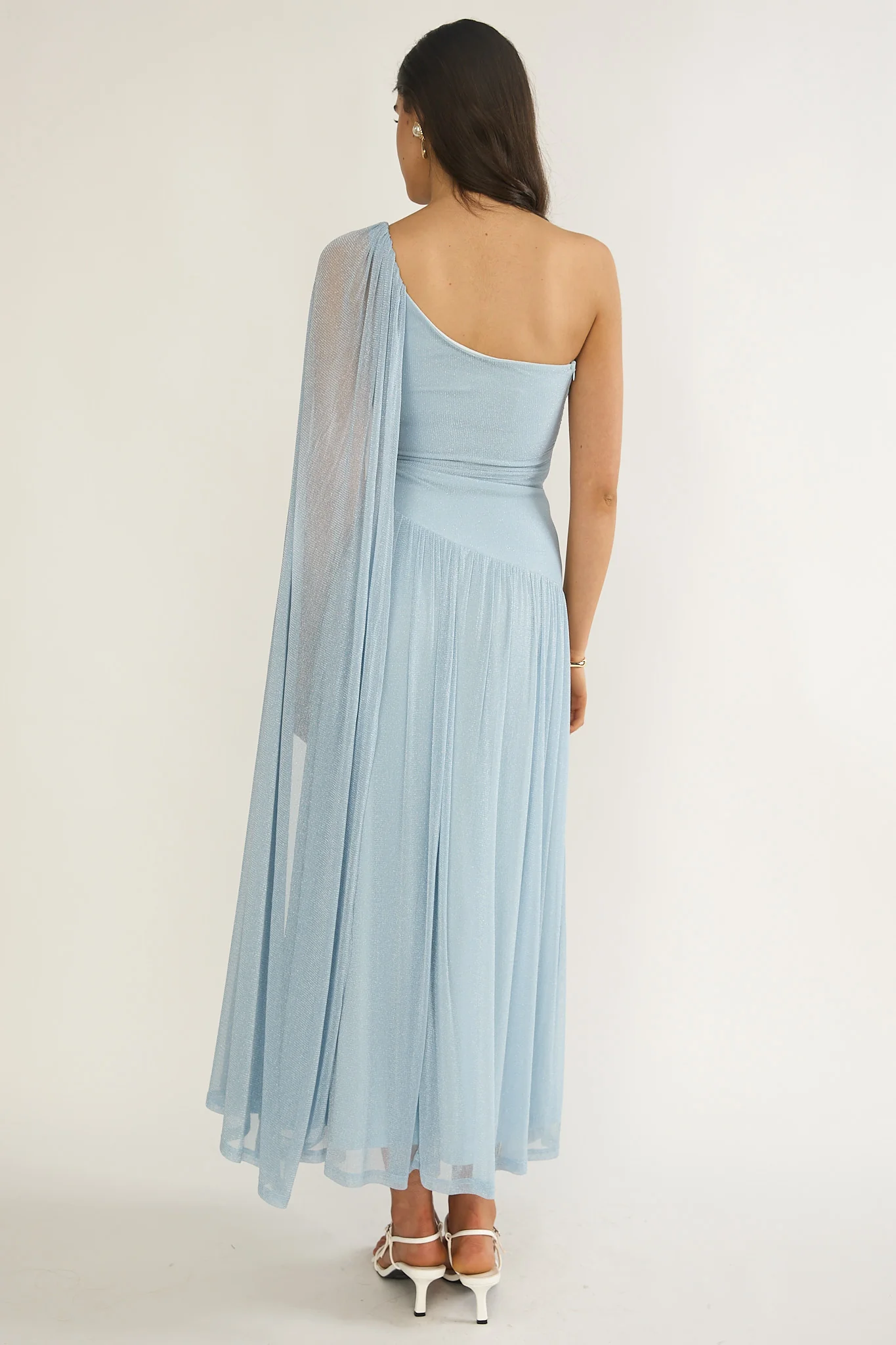 Zorina One-Shoulder Drape Maxi Dress Blue - Image 2