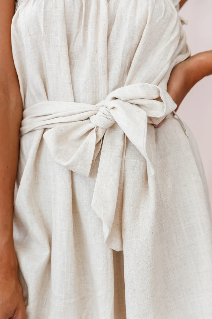 Zuma Strapless Waist Tie Dress Natural - Image 4