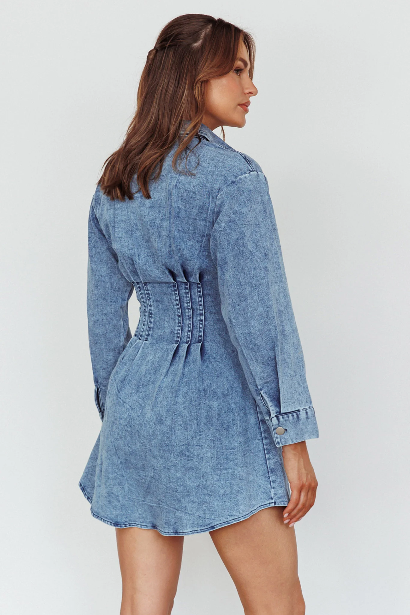 Zurich Long Sleeve Mini Dress Blue - Image 2