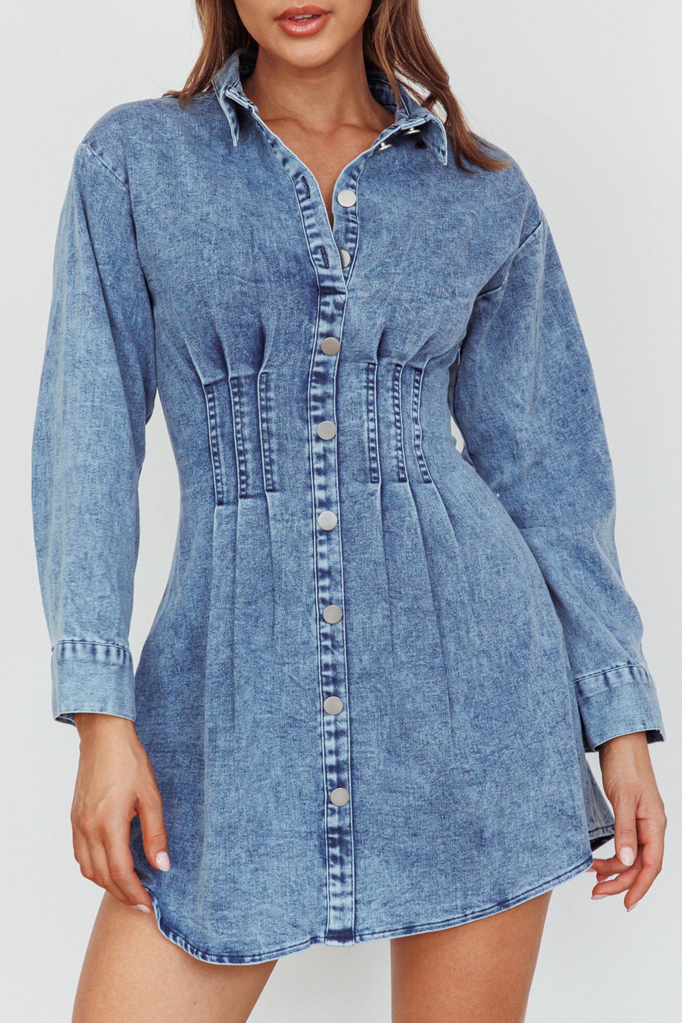 Zurich Long Sleeve Mini Dress Blue - Image 4