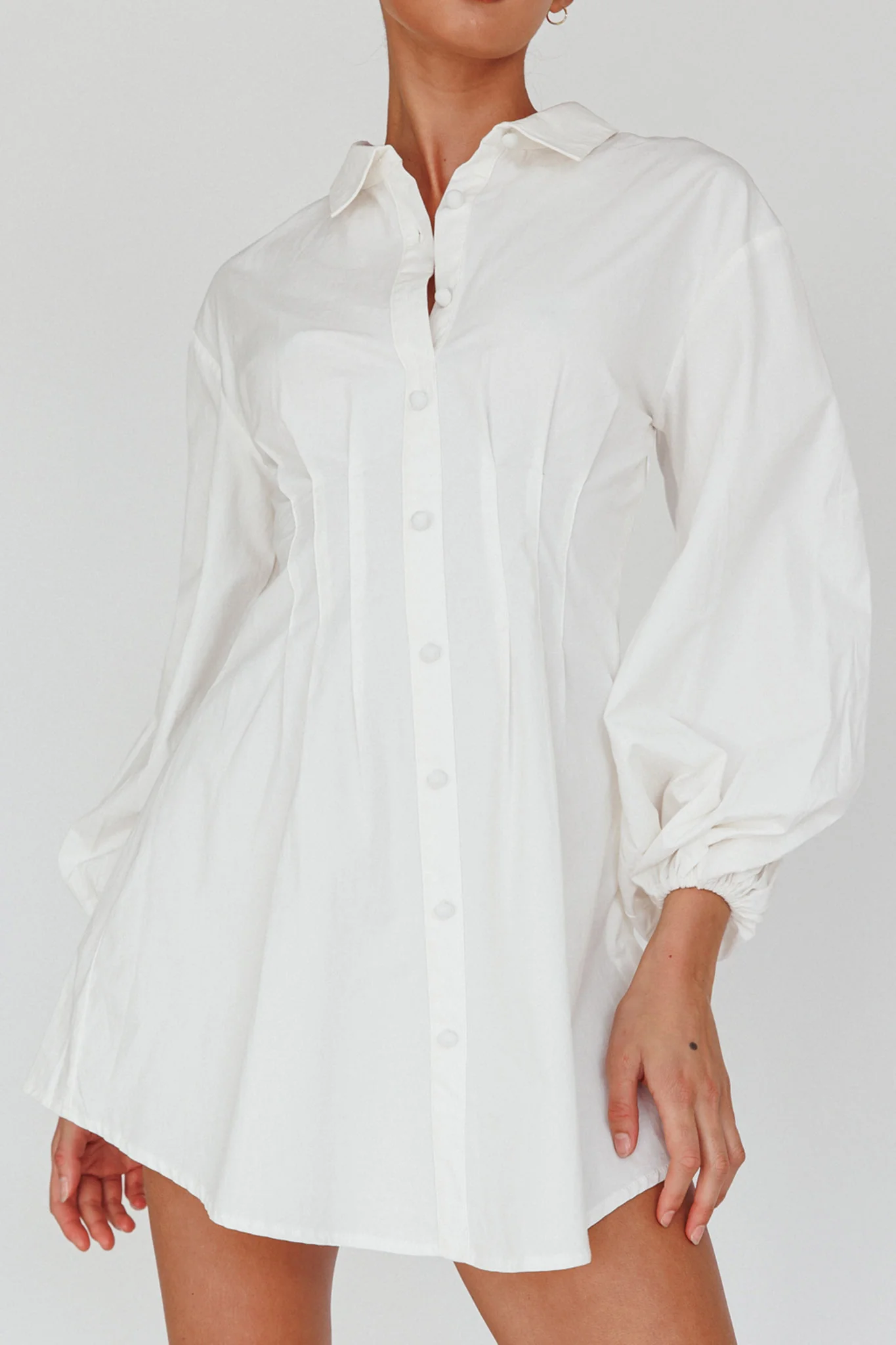 Zurich Long Sleeve Mini Dress White - Image 4