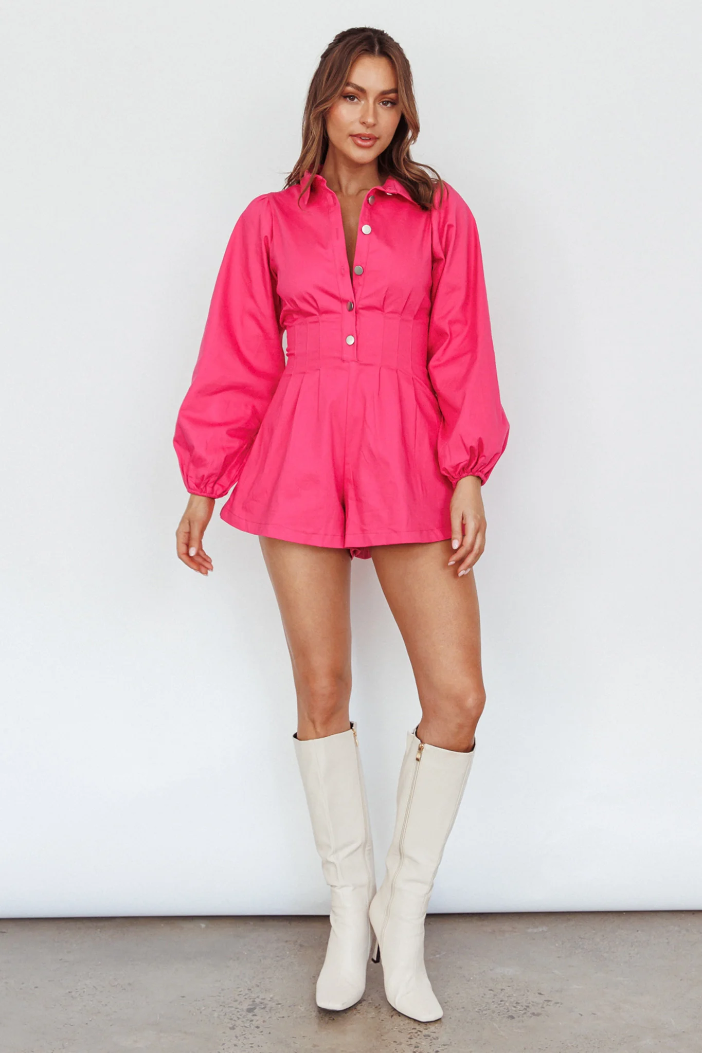 Zurich Pleated Waist Romper Plum - Image 3